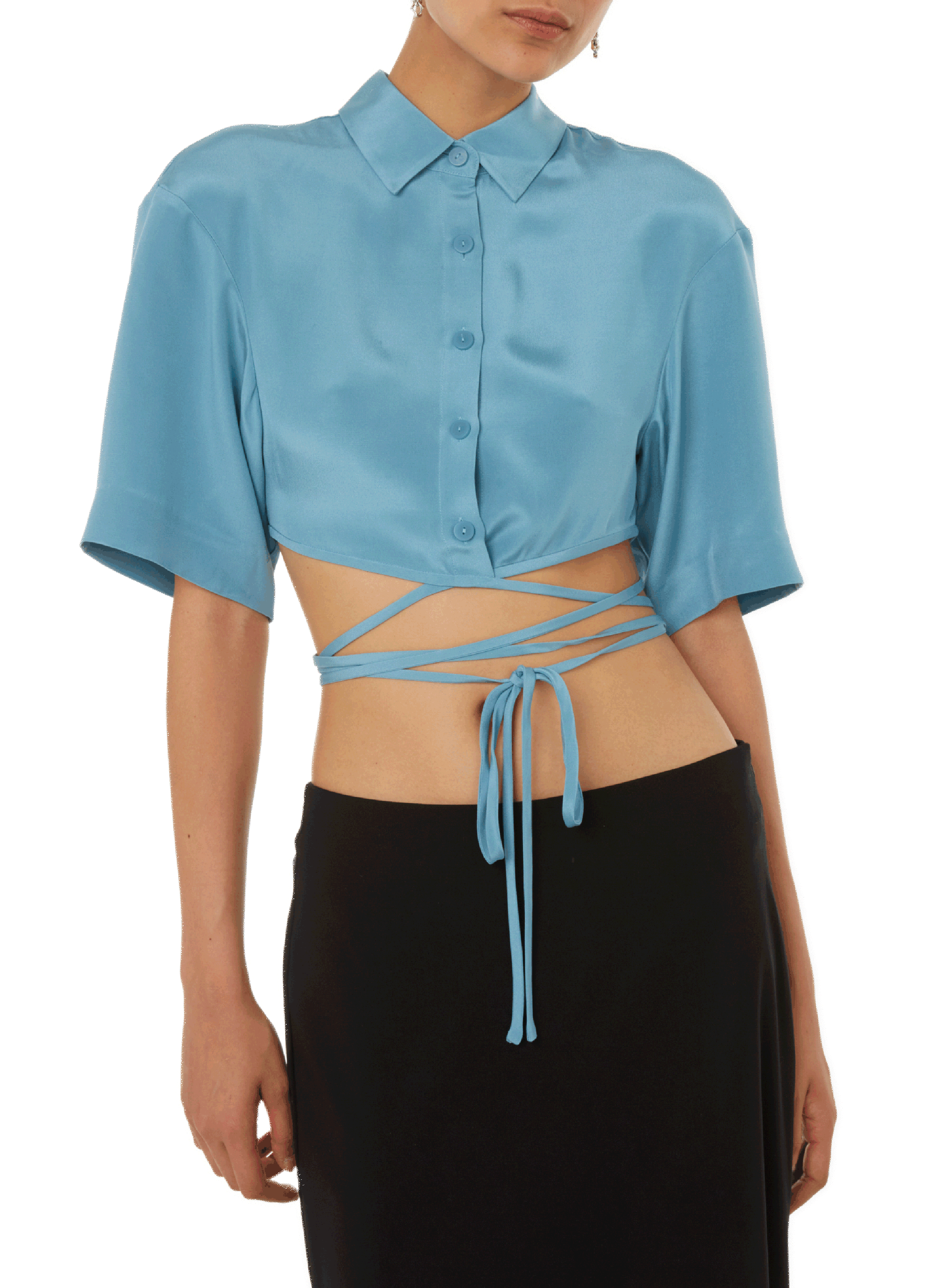 CHRISTOPHER ESBER Cropped silk shirt No color