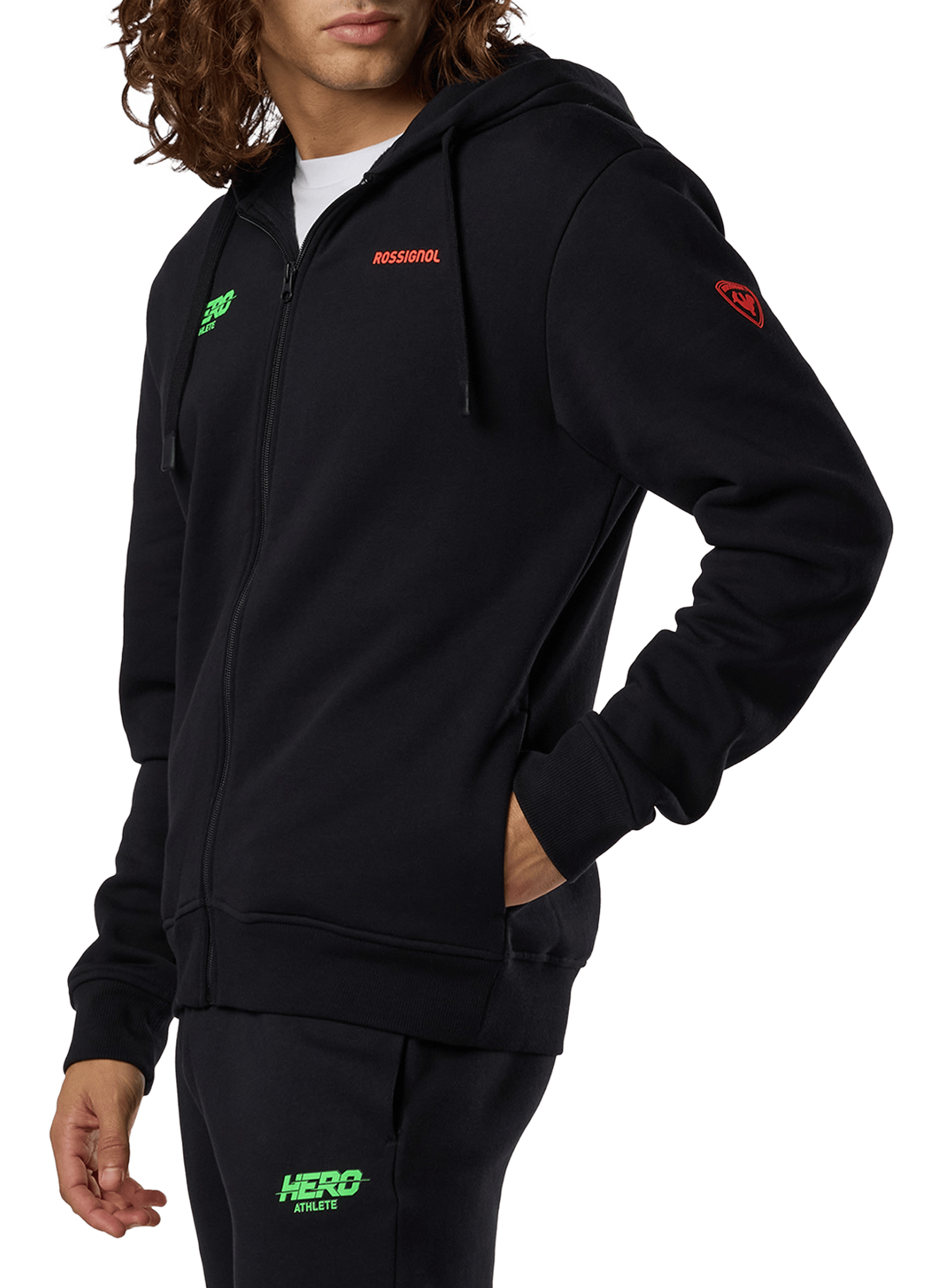 Veste zippée à capuche en coton ROSSIGNOL Noir