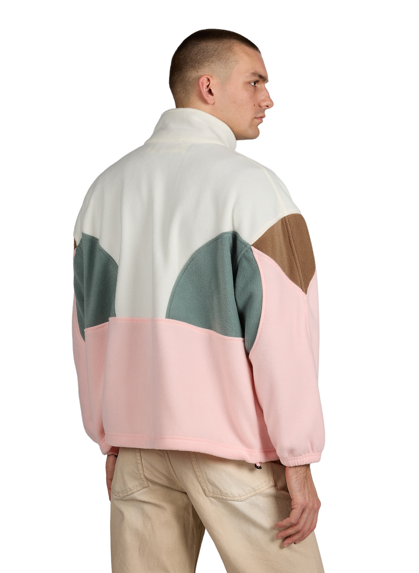 Straight fleece jacket with high collar BENJAMIN BENMOYAL White