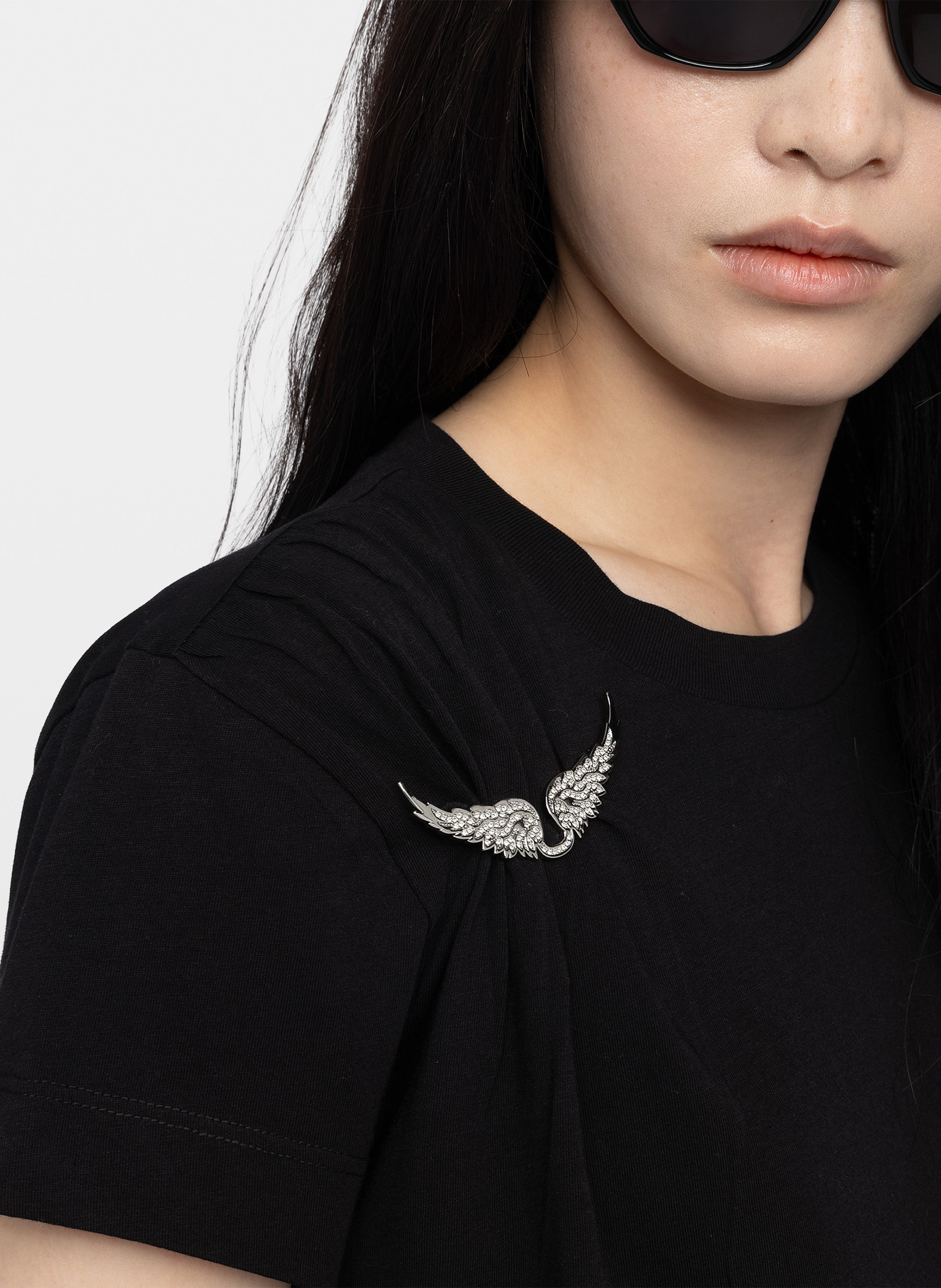 Tee-shirt droit col rond en coton suzan ZADIG&VOLTAIRE Noir