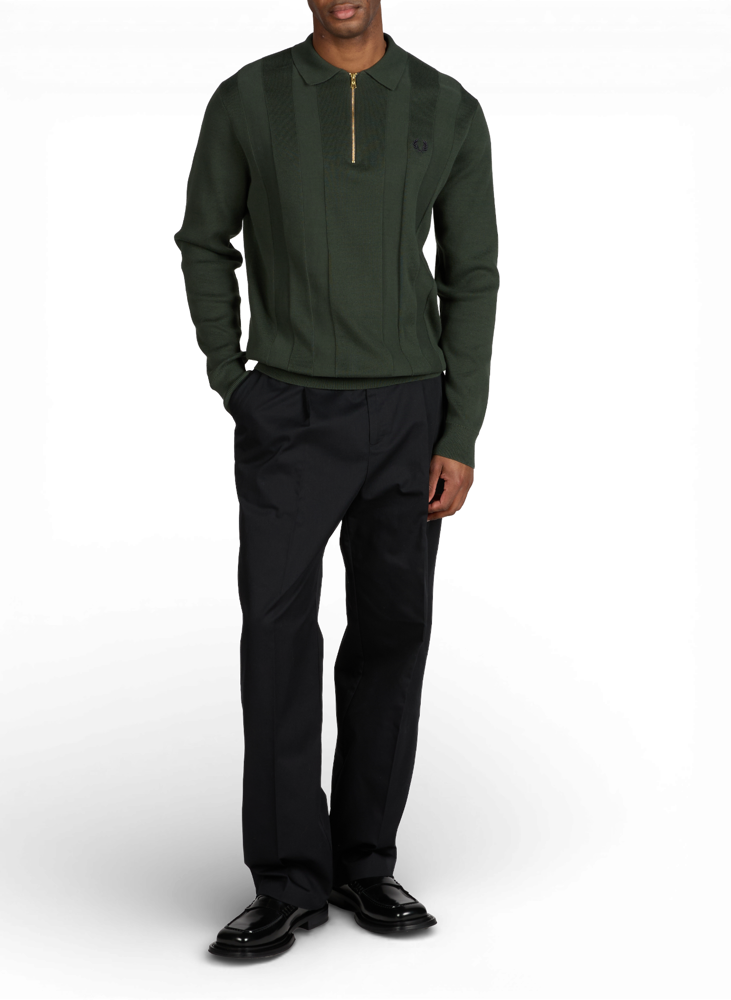 Cotton zip-up jumper FRED PERRY Green
