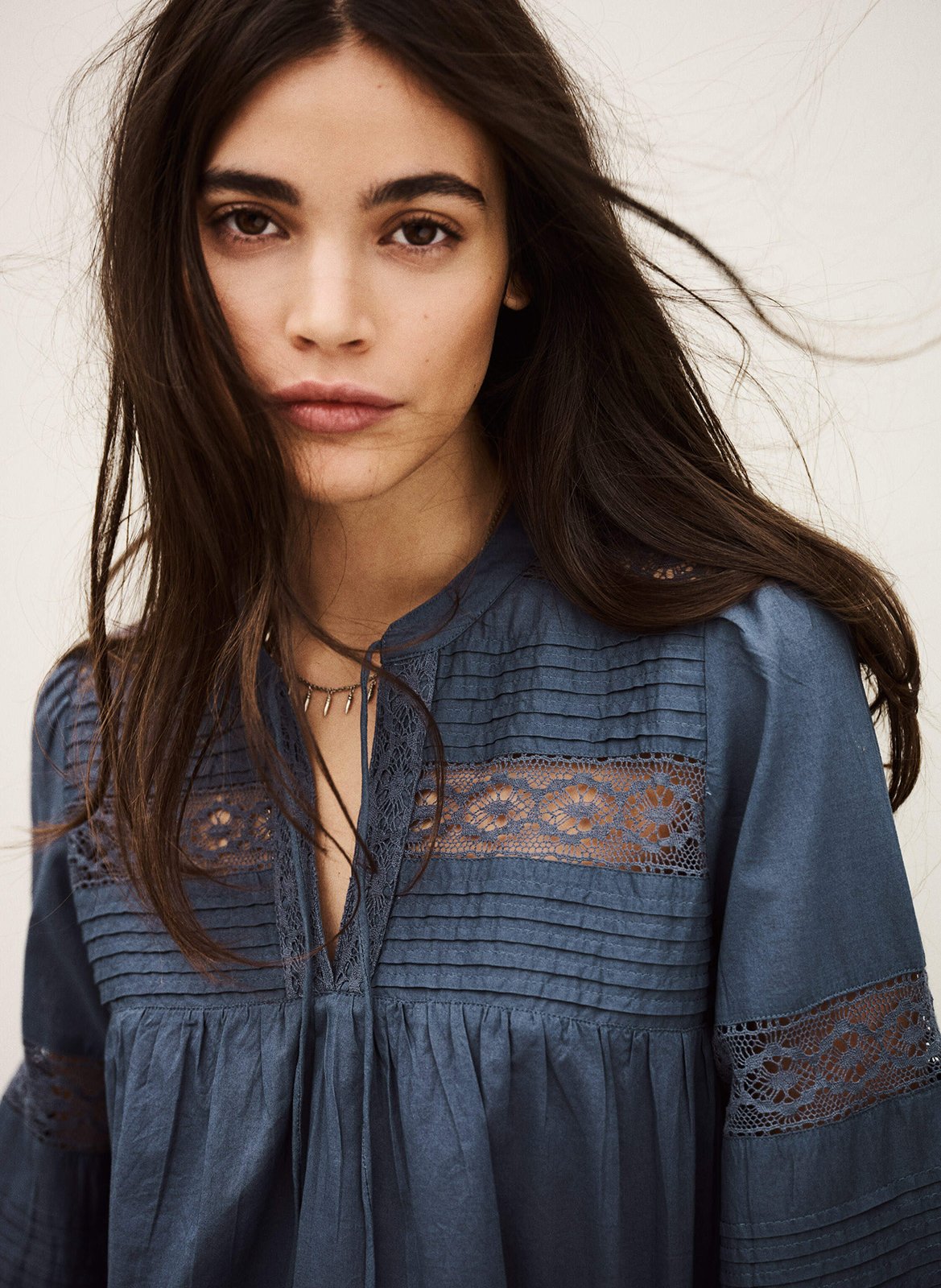 Top droit col tunisien en coton nami BA&SH Bleu