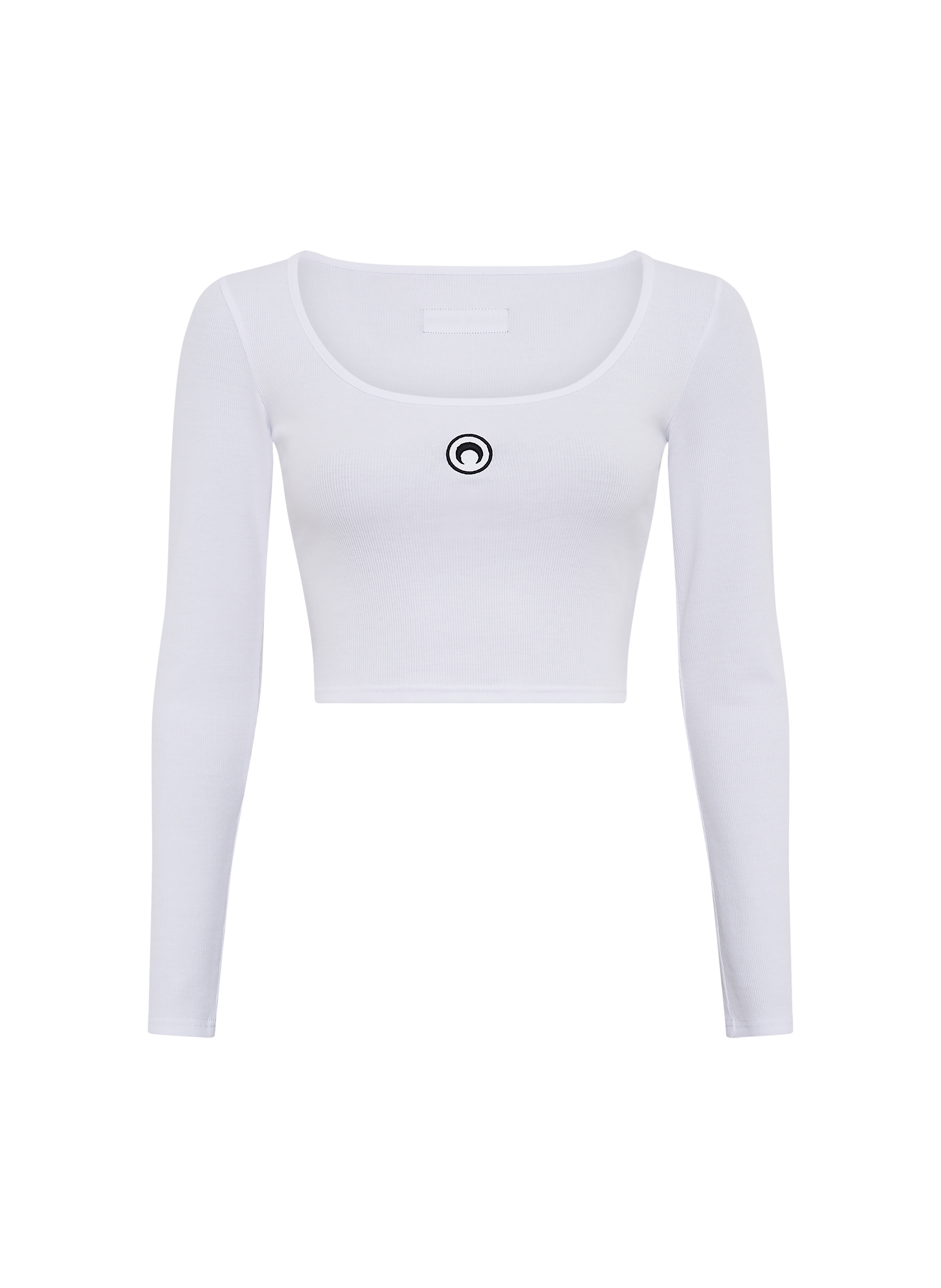 Top col rond manches longues jersey logo moon MARINE SERRE Blanc