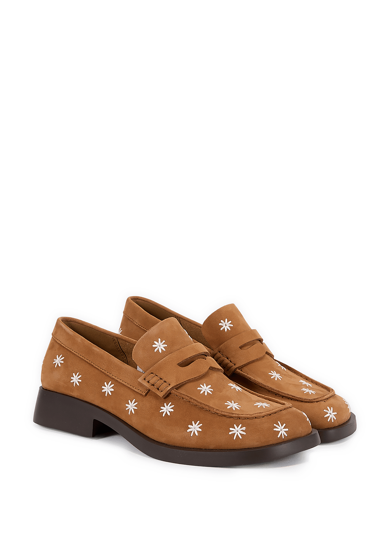 Mocassins Dana à fleurs en cuir CAMPER Marron