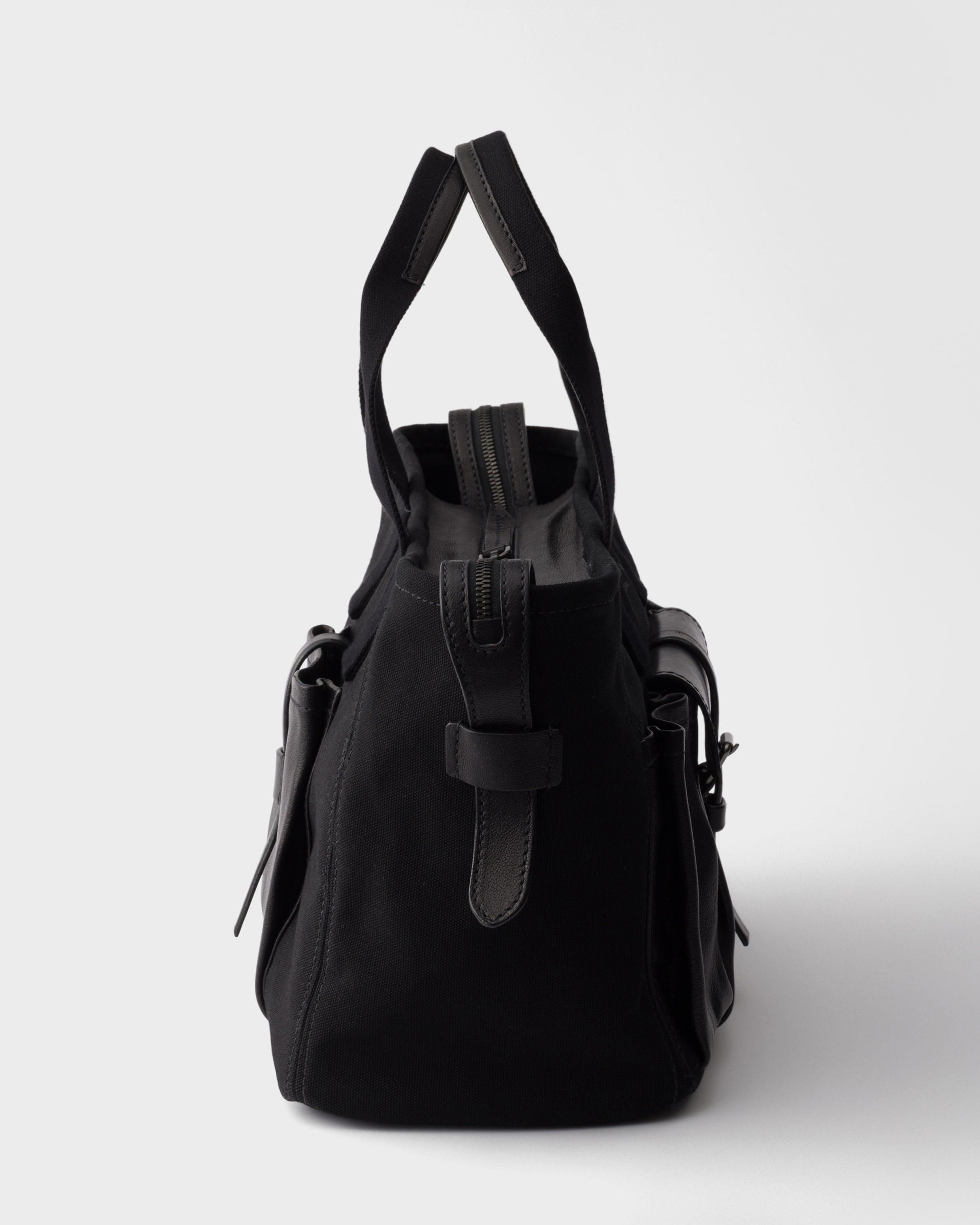 Grands cabas prada route en toile et cuir PRADA Noir