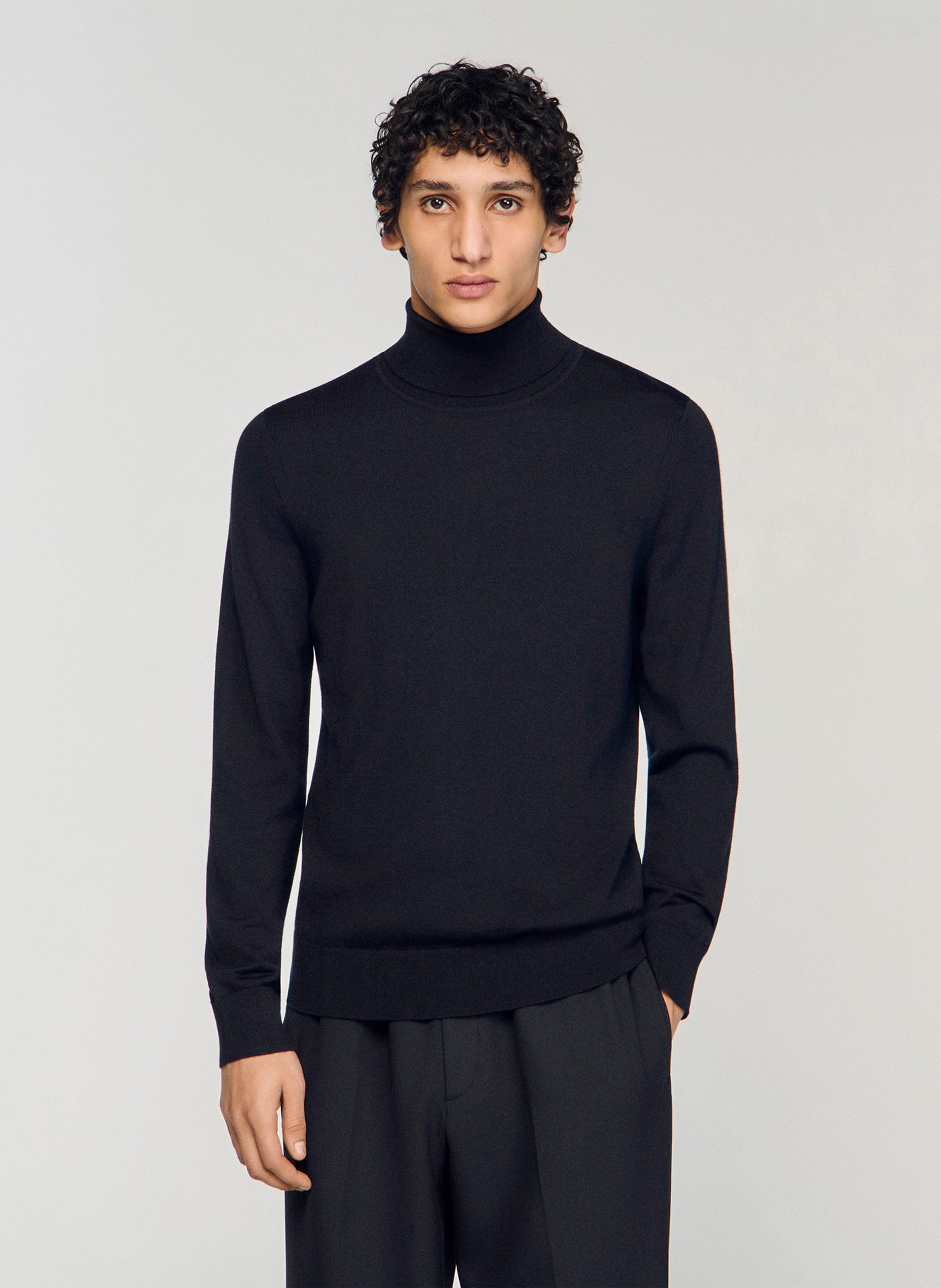 Col roulé regular-fit en laine SANDRO Noir