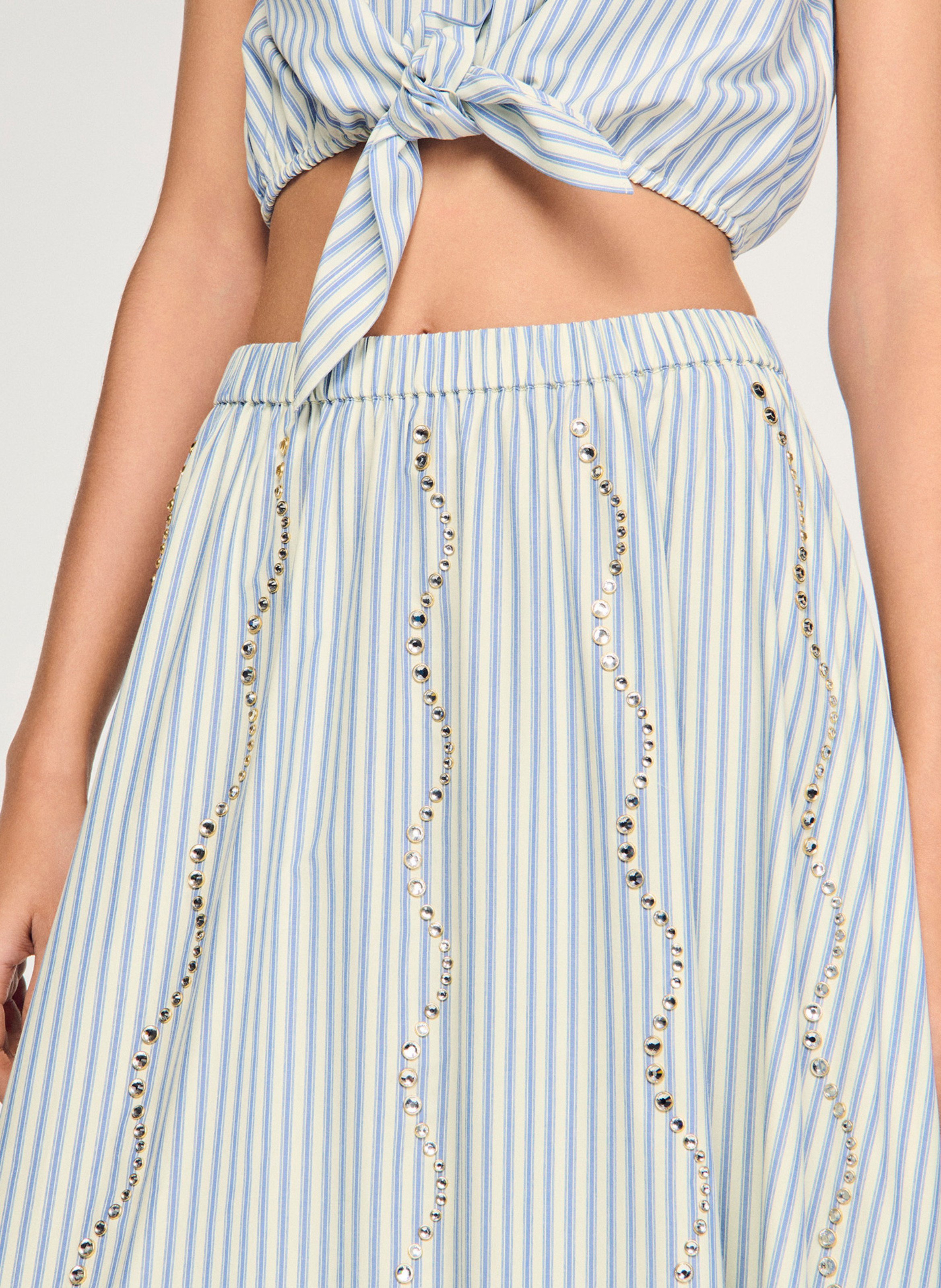 Jupe midi rayée SANDRO Bleu