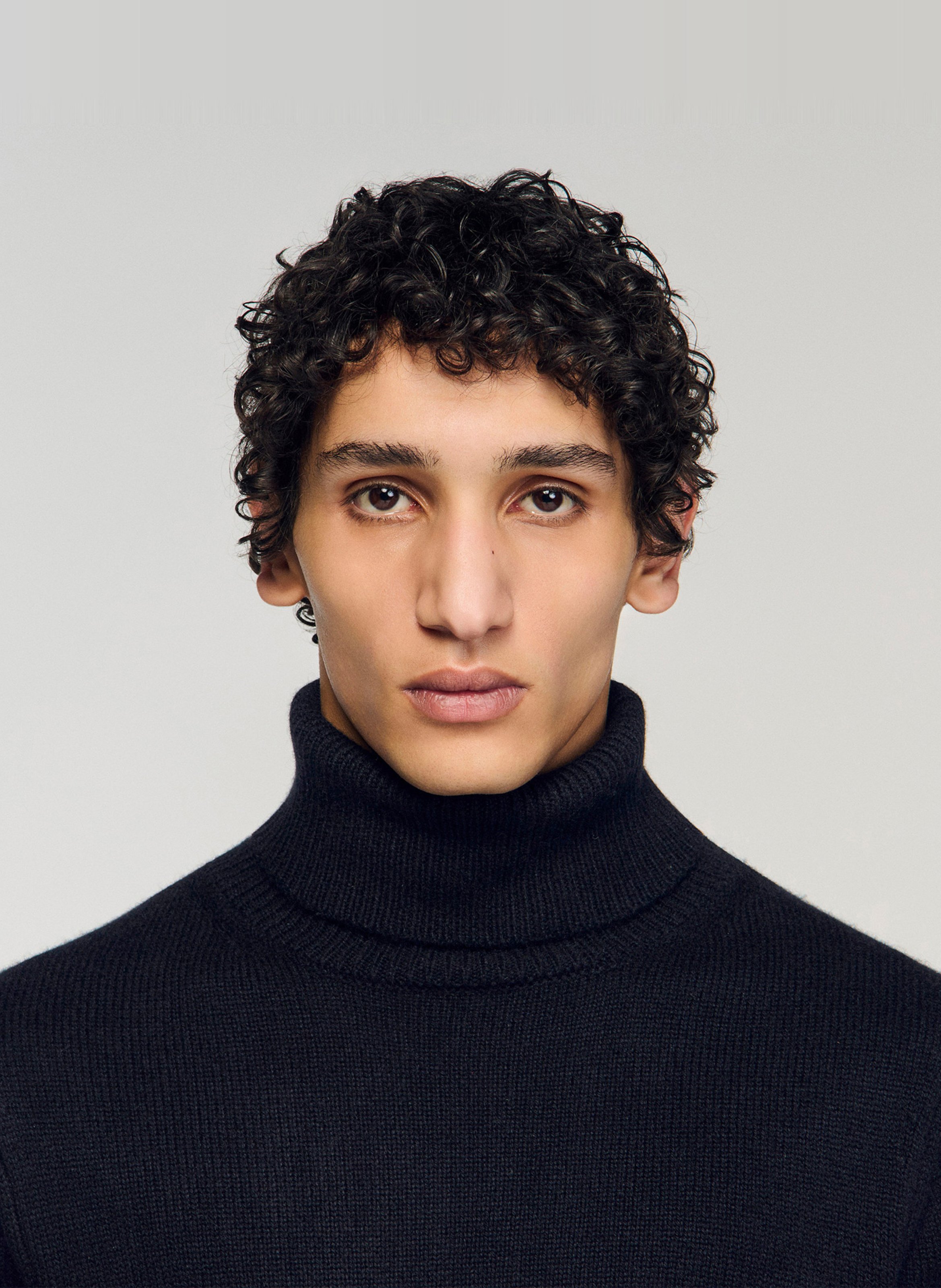 Pull droit col roulé en laine mélangée SANDRO Noir