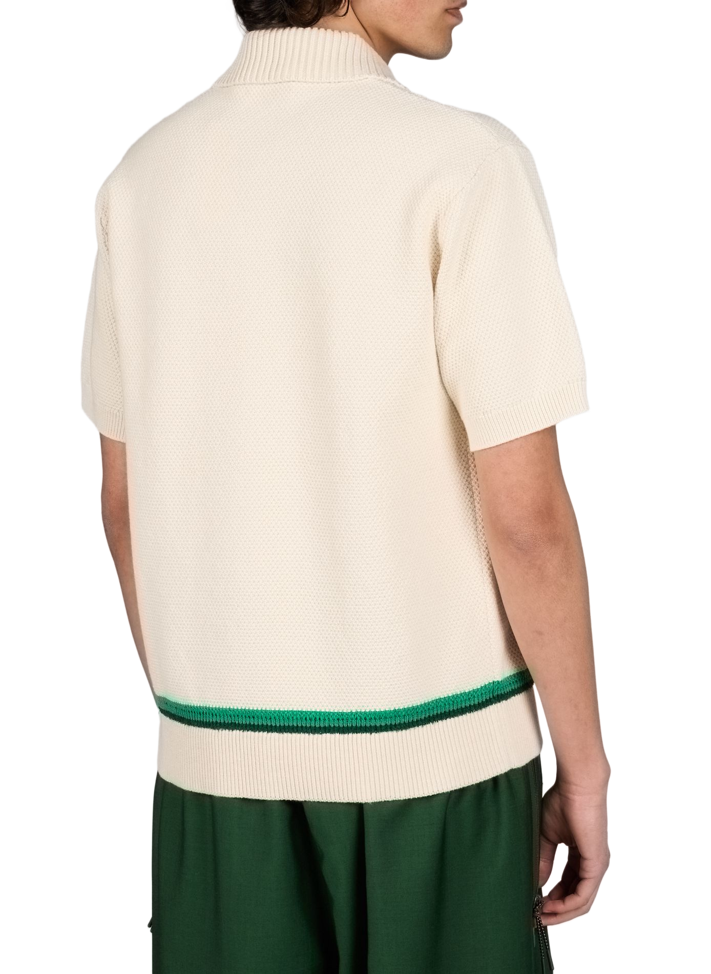 Pull col polo ample brodé en coton mélangé LACOSTE Beige