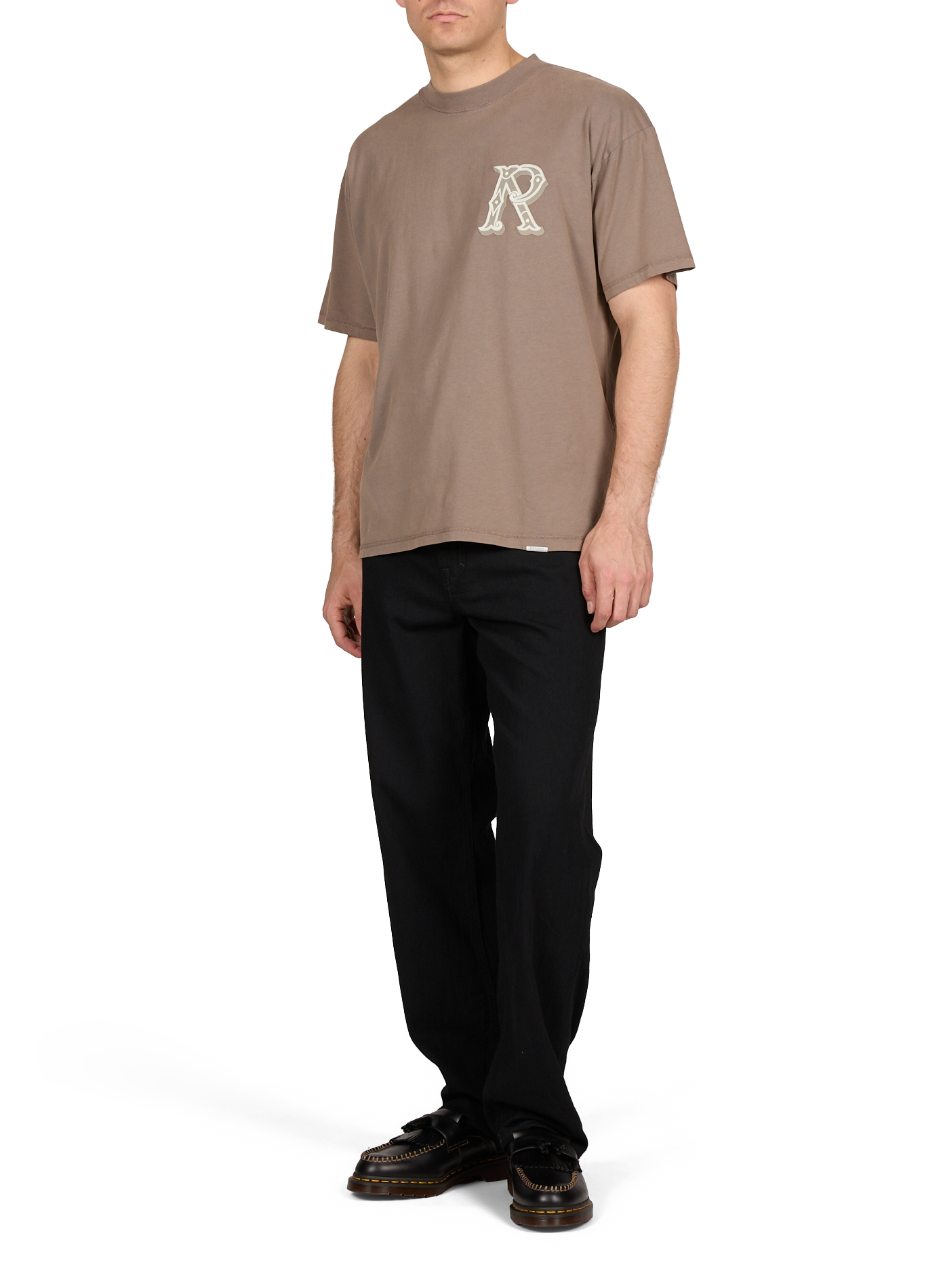 T-shirt brodé en coton REPRESENT Marron