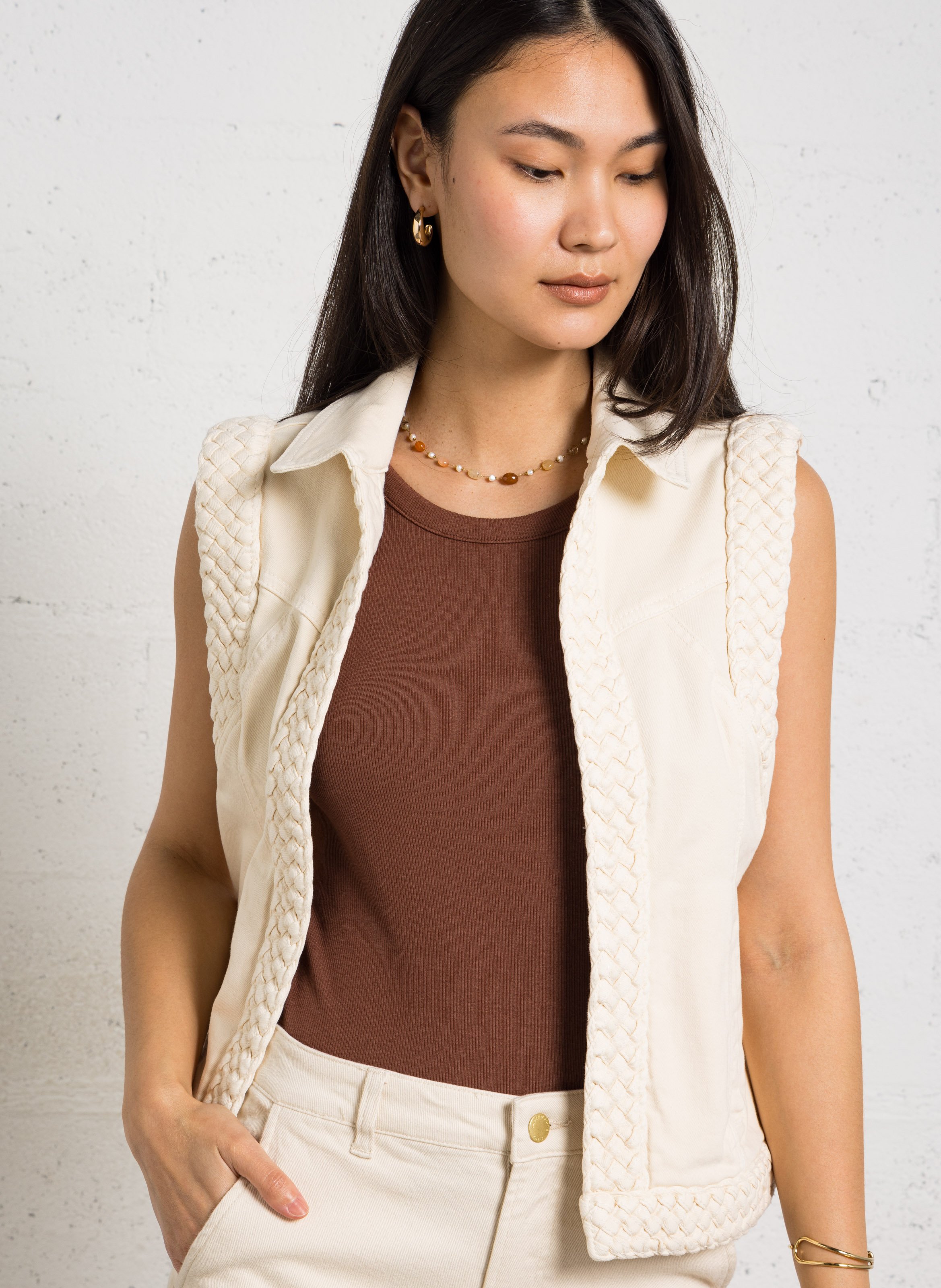 Veste en denim sans manches vanessa MAISON 123 Beige