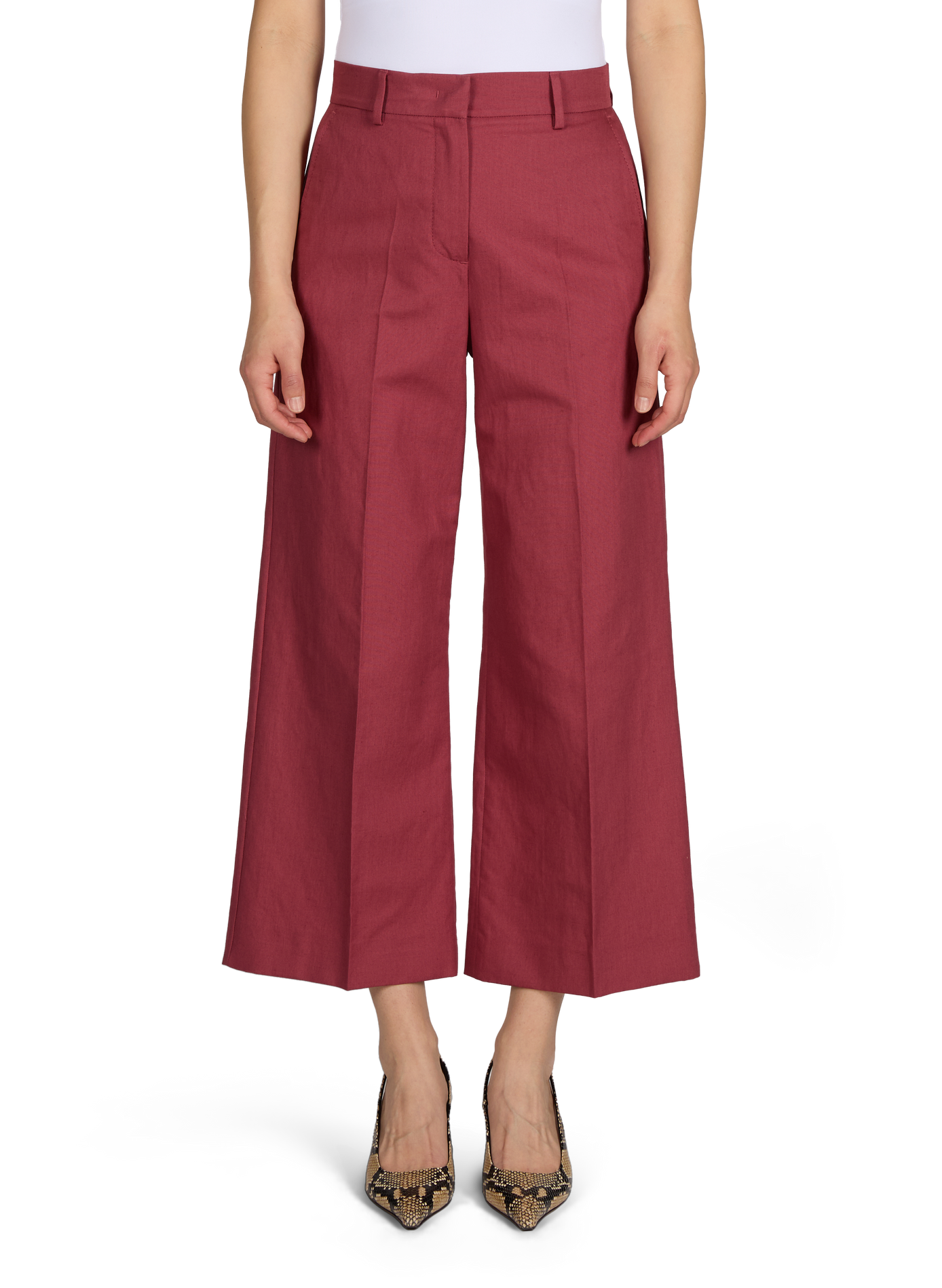 Wide-leg cotton and linen trousers MAX MARA WEEK END Red