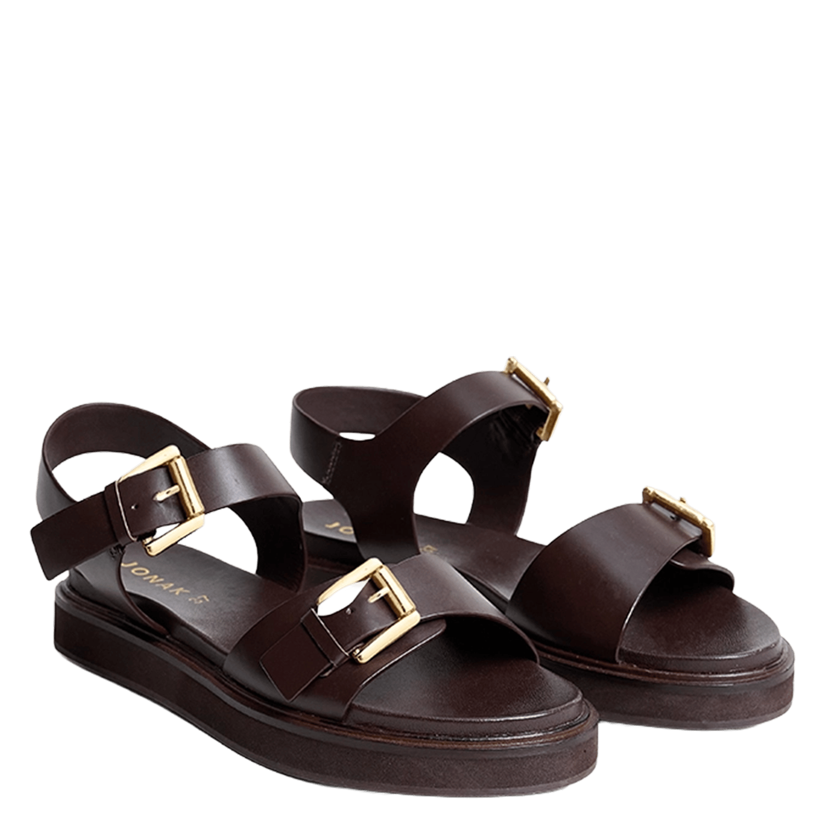 Sandales à doubles lanières en cuir waf JONAK Marron