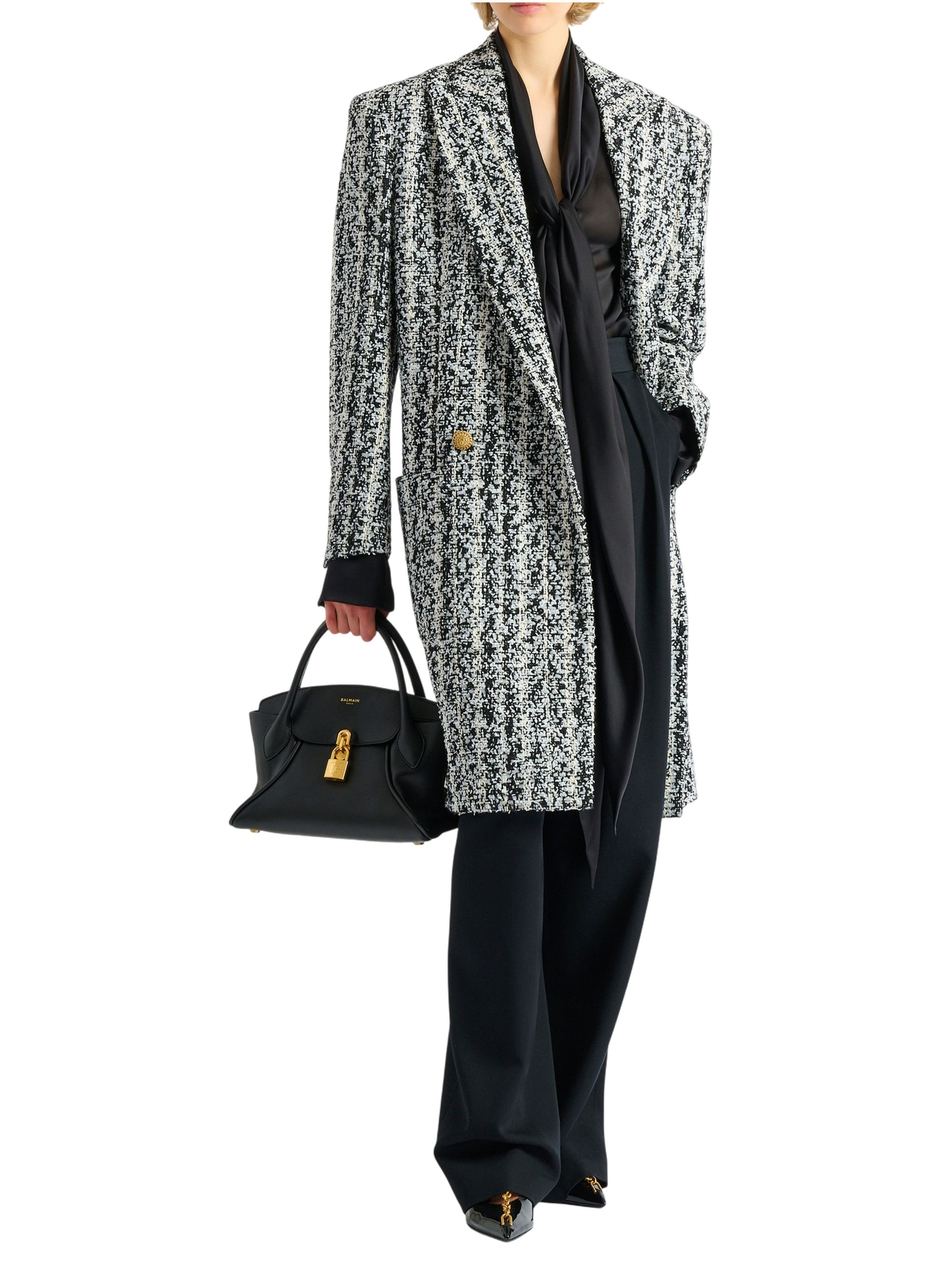 Chemise en soie à col noué BALMAIN Noir
