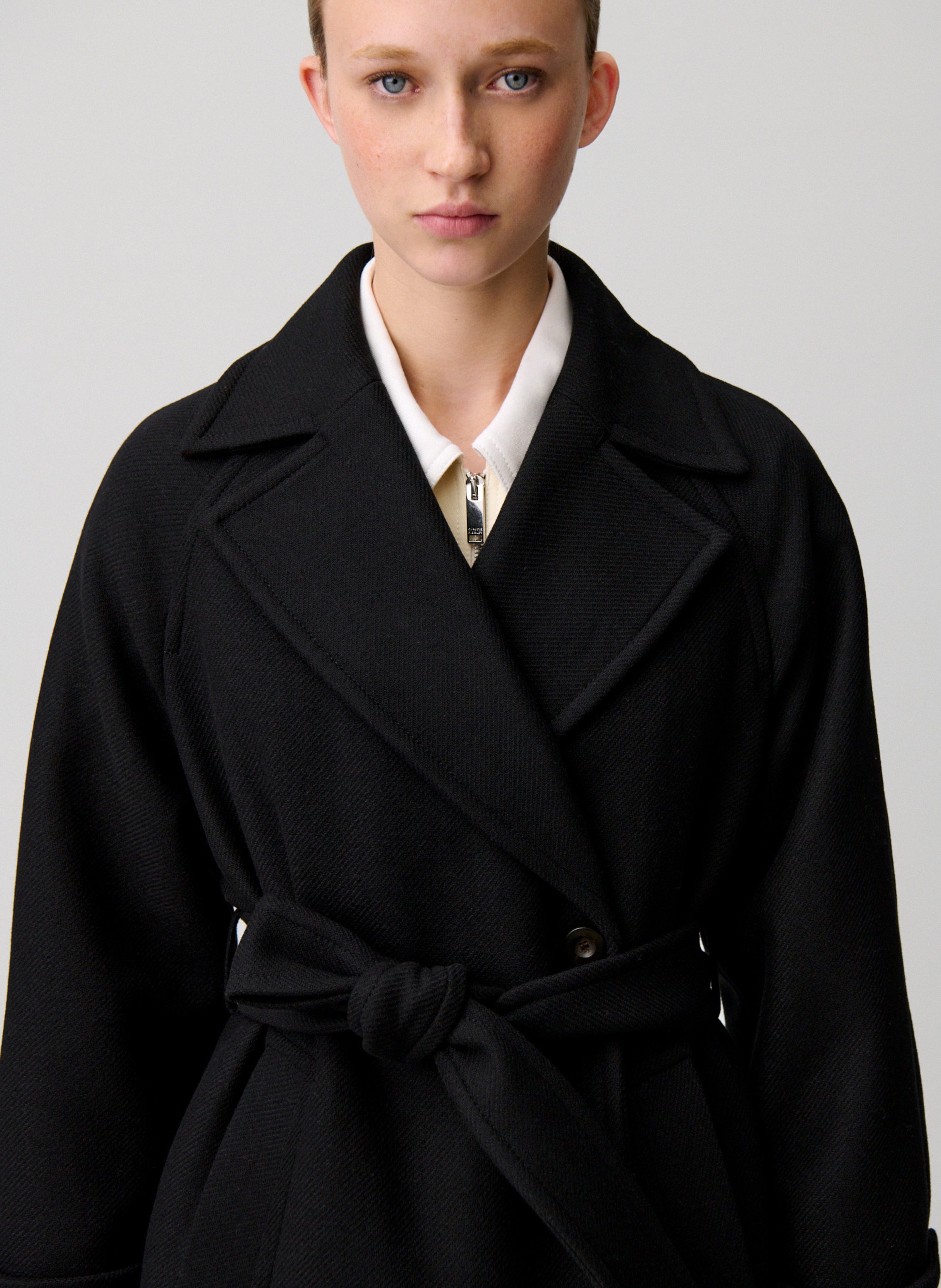 Manteau col tailleur en laine mélangée CLAUDIE PIERLOT Noir
