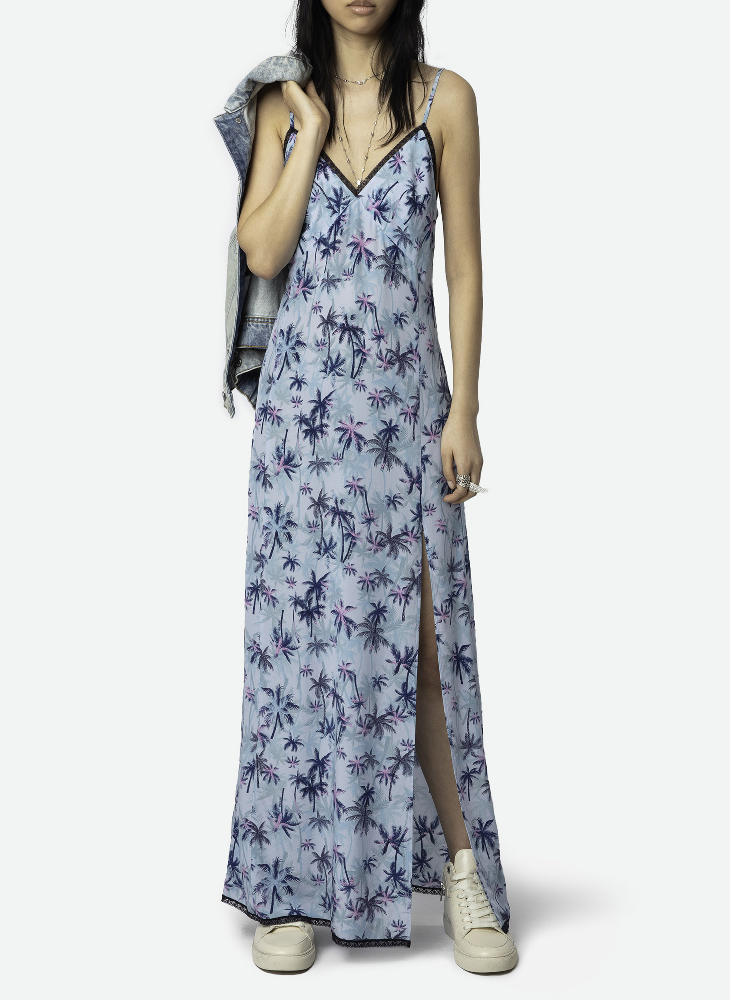 Langes Seidenkleid mit V-Ausschnitt ZADIG&VOLTAIRE Blau