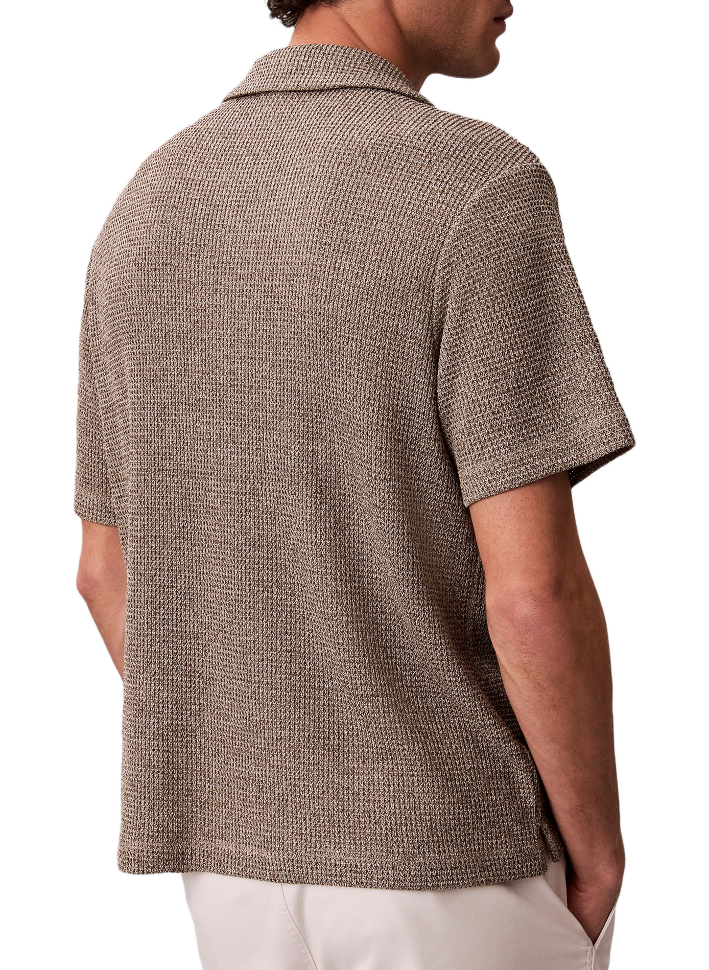 Short-sleeved textured knit shirt CALVIN KLEIN Beige
