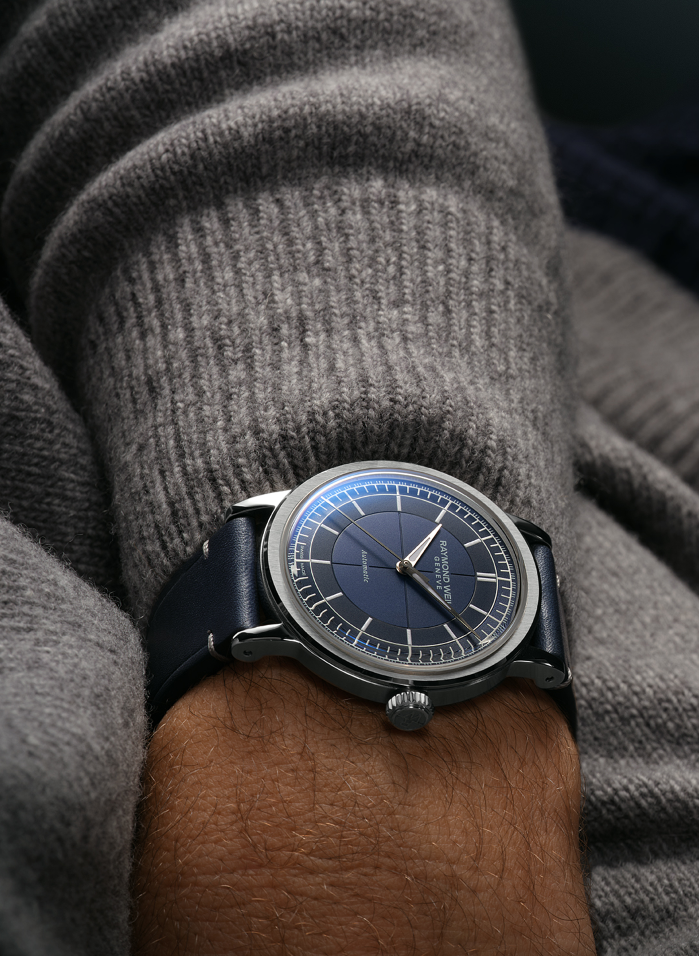 Montre automatique Millesime Central Seconds en cuir RAYMOND WEIL Bleu