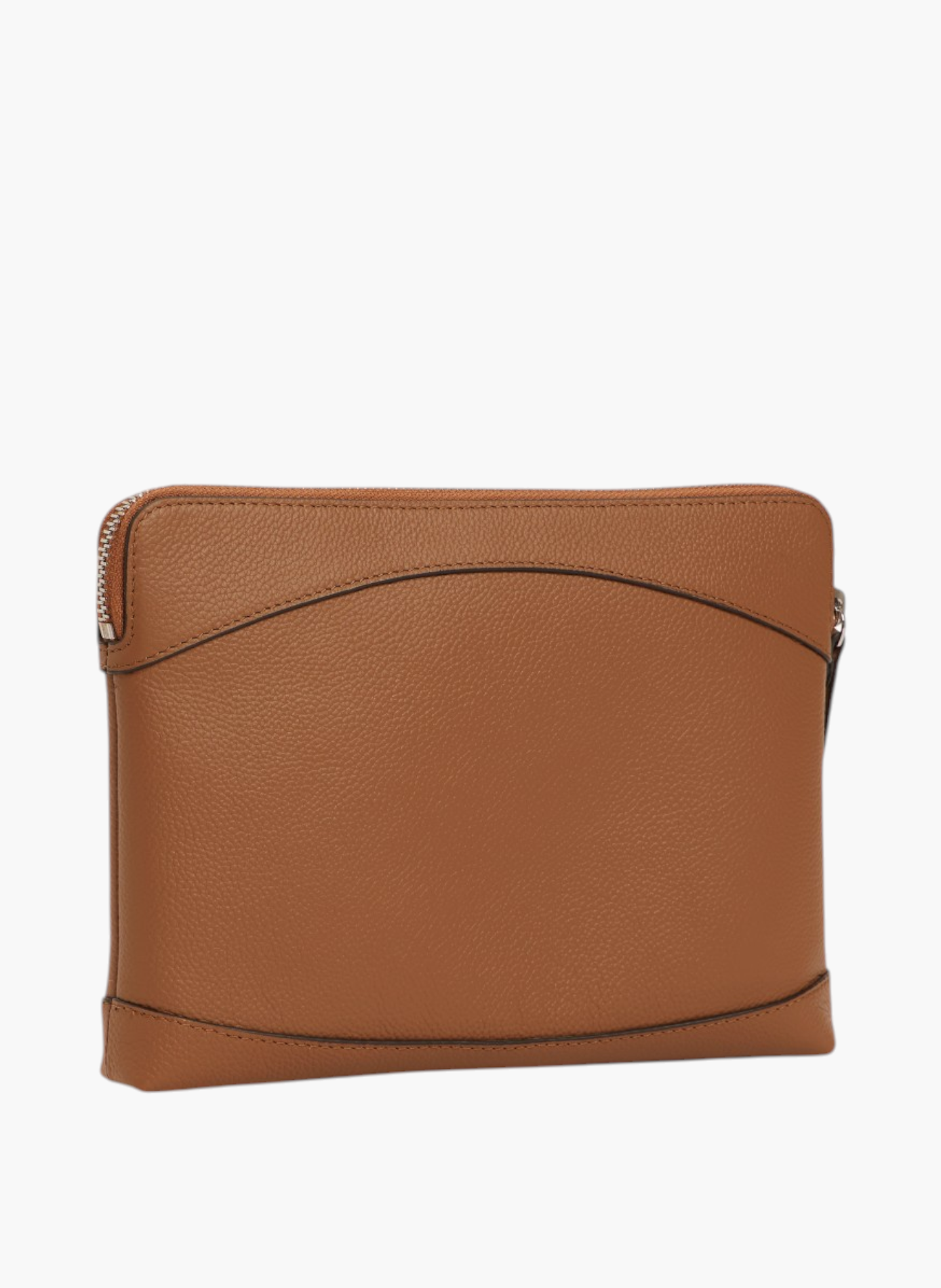Pochette zippée en cuir grainé LE TANNEUR Marron