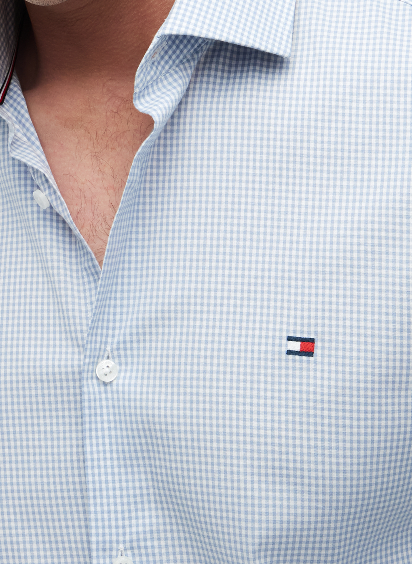 Chemise droite en coton organique mélangé TOMMY HILFIGER Bleu