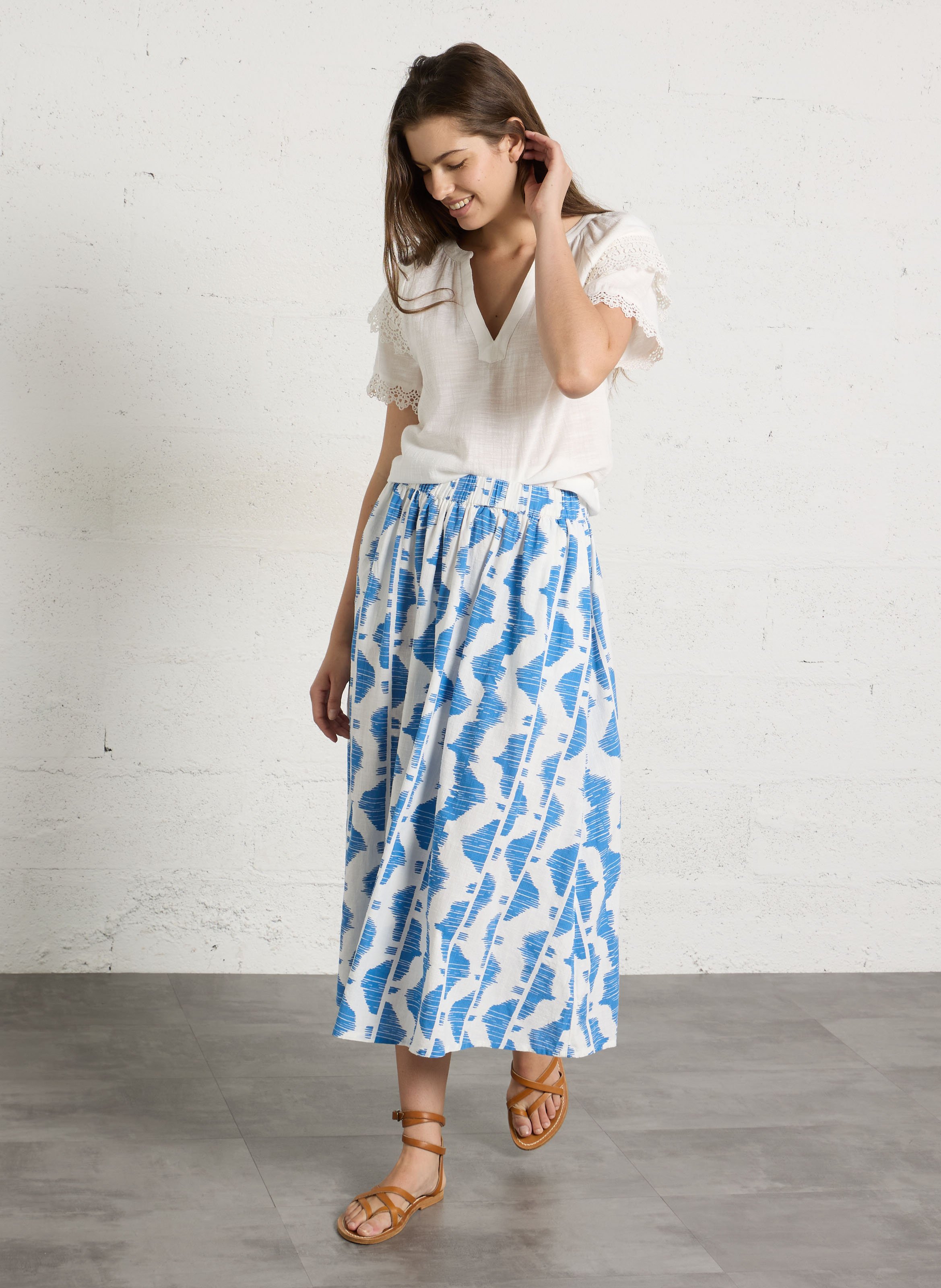 Blouse col v en coton mathis MAISON 123 Blanc