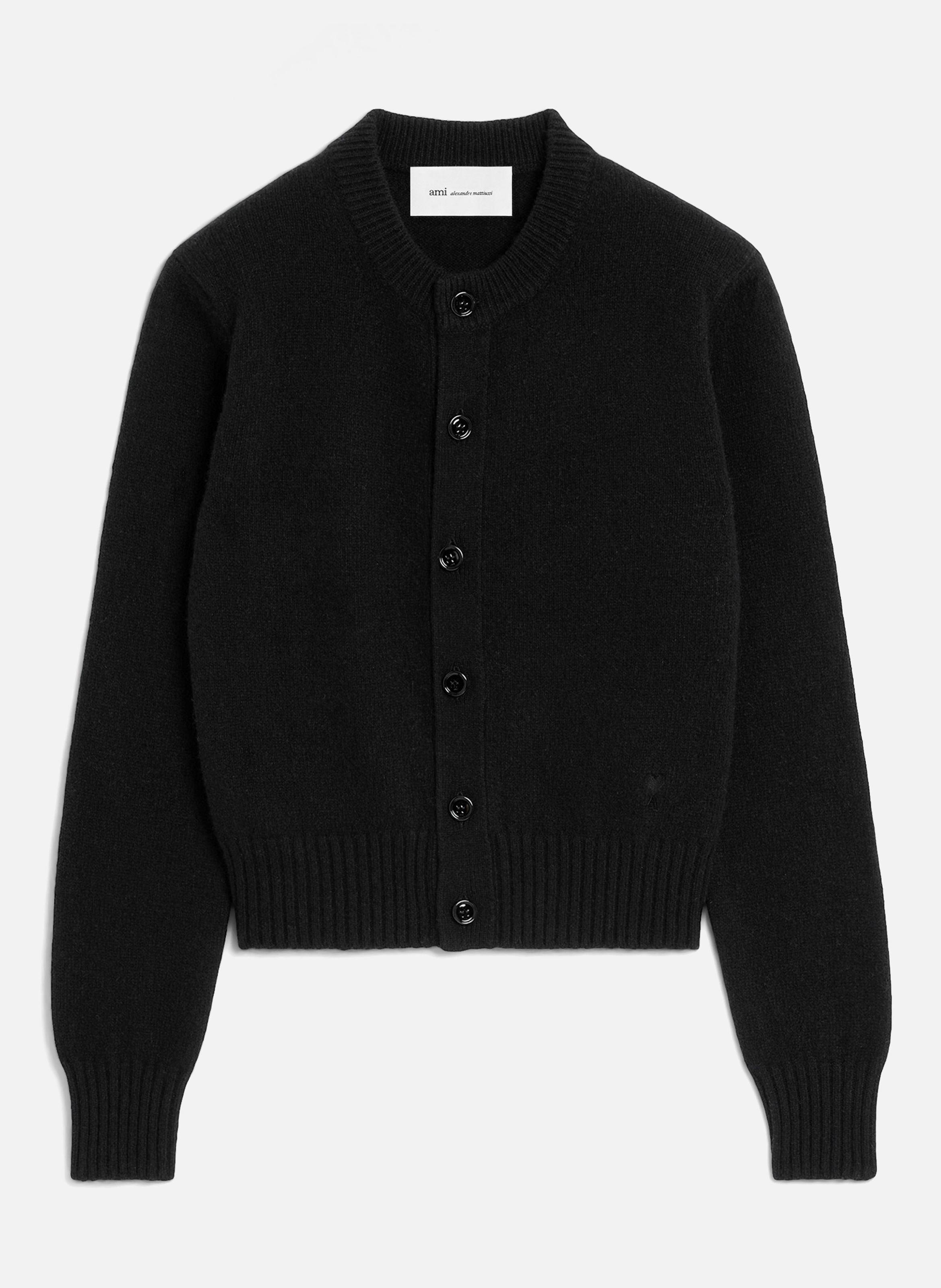 Cardigan col rond en cachemire ami de coeur AMI PARIS Noir