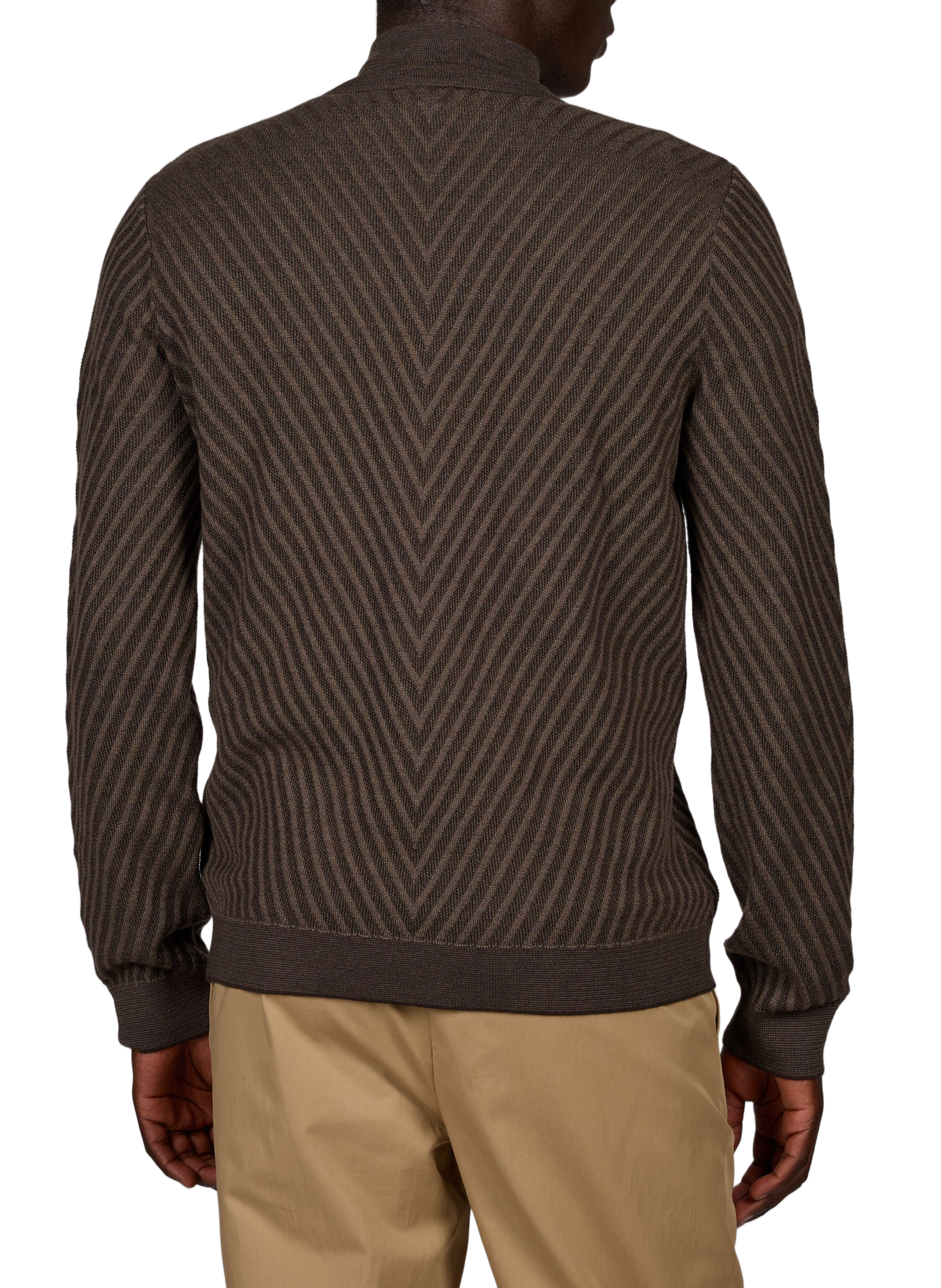 Straight wool zip-up sweater EMPORIO ARMANI Brown