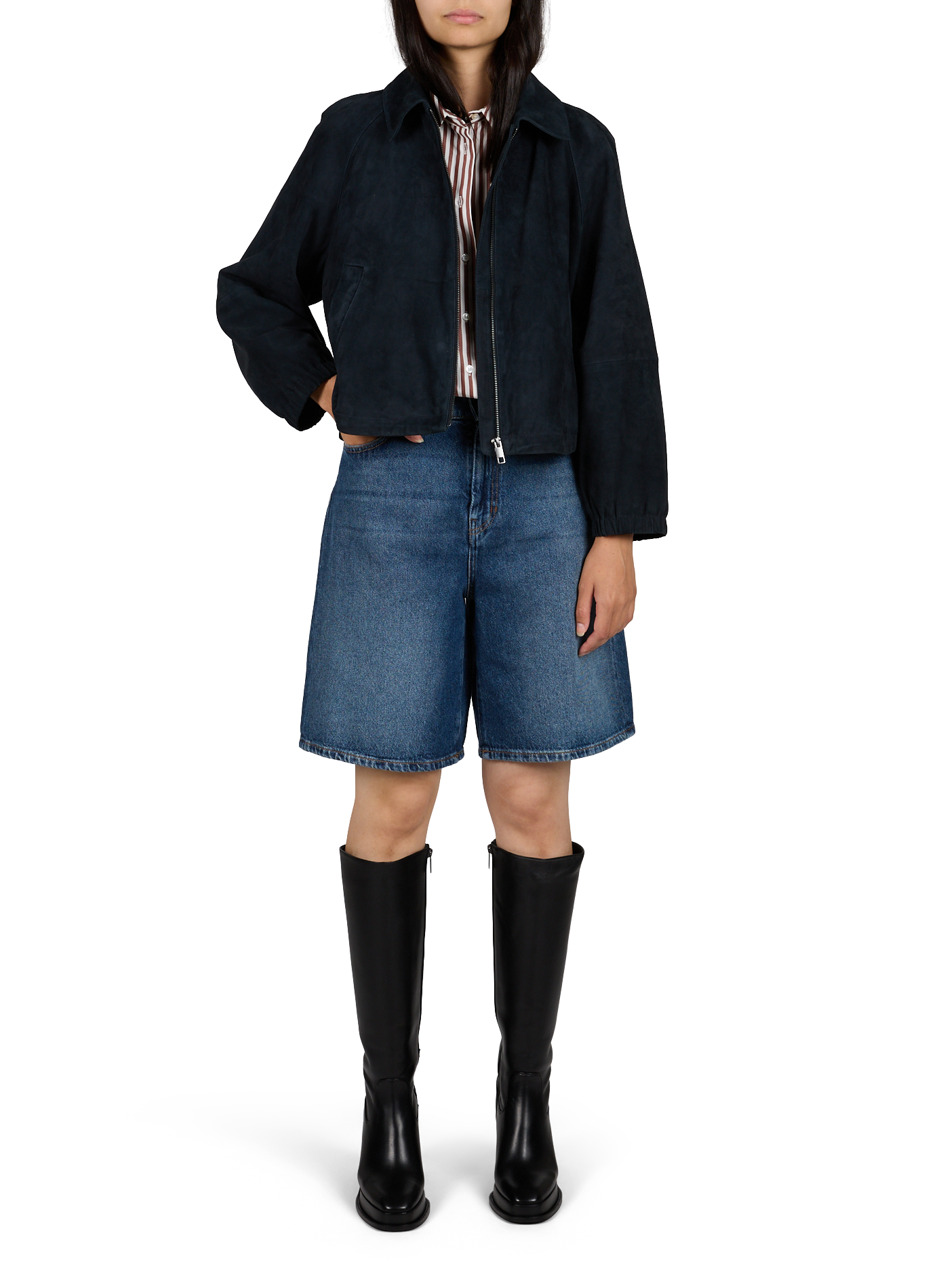 Short suede leather jacket MAX MARA WEEK END Blue