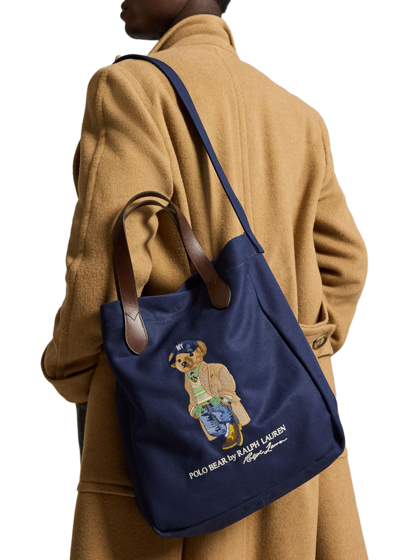 Sac shopping en coton POLO RALPH LAUREN Bleu