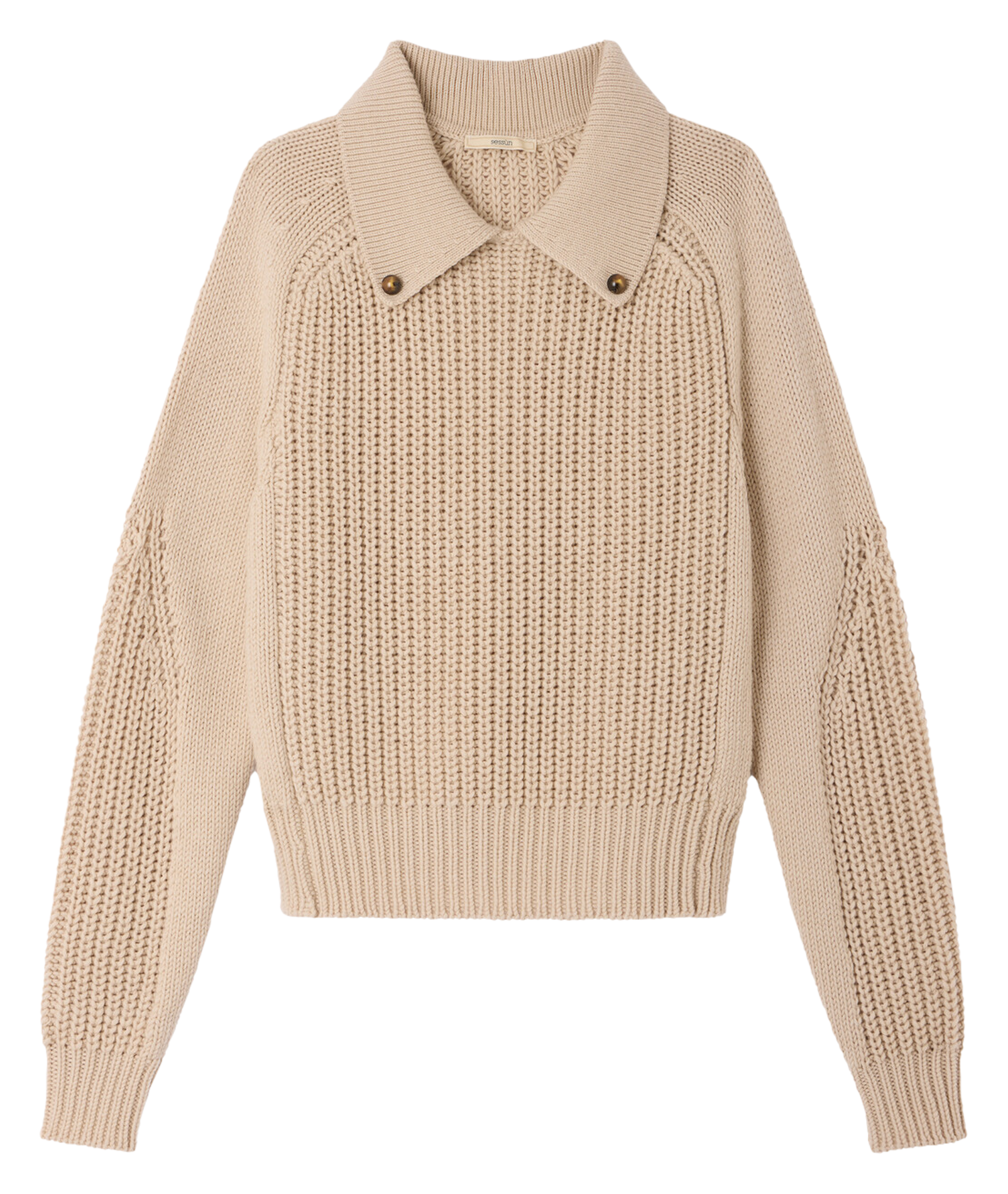 Pull col classique en laine afang SESSUN Beige