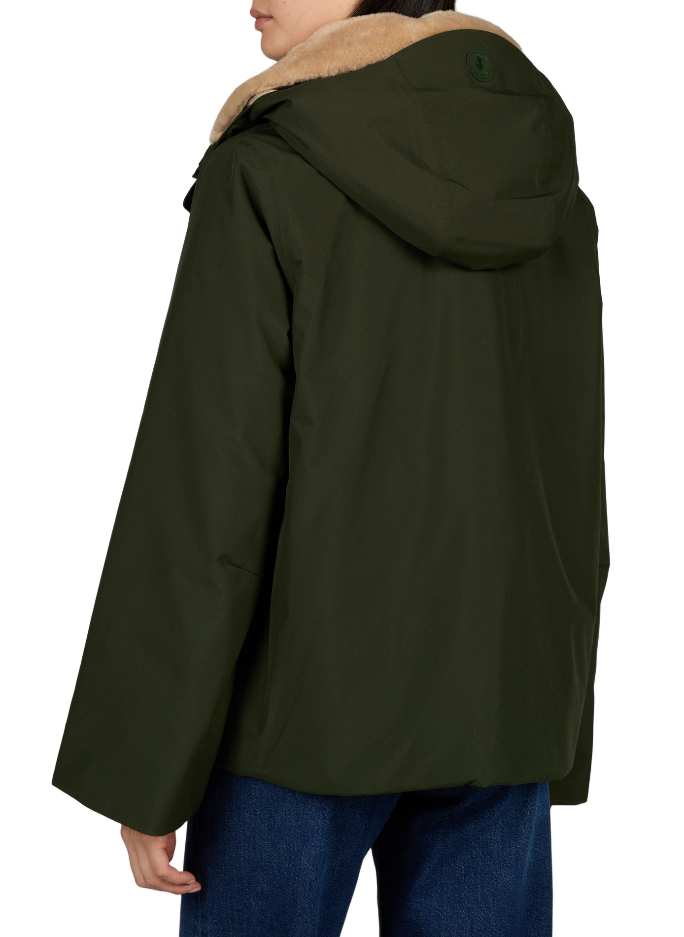 Oversized coat with removable hood SAVE THE DUCK Khaki