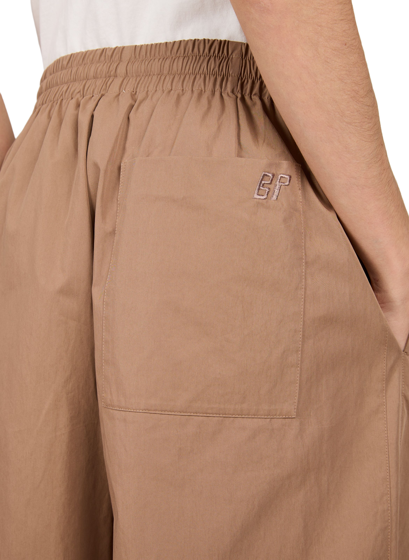 Elastic waist cotton blend trousers BAUM UND PFERDGARTEN Beige