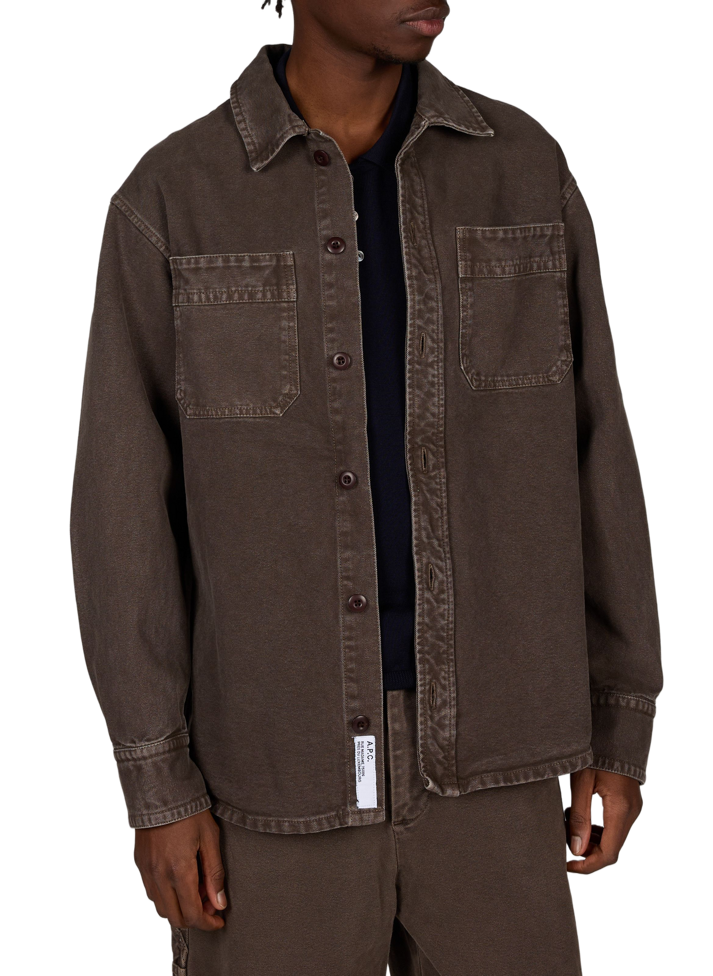 Veste col classique en denim de coton A.P.C. Marron