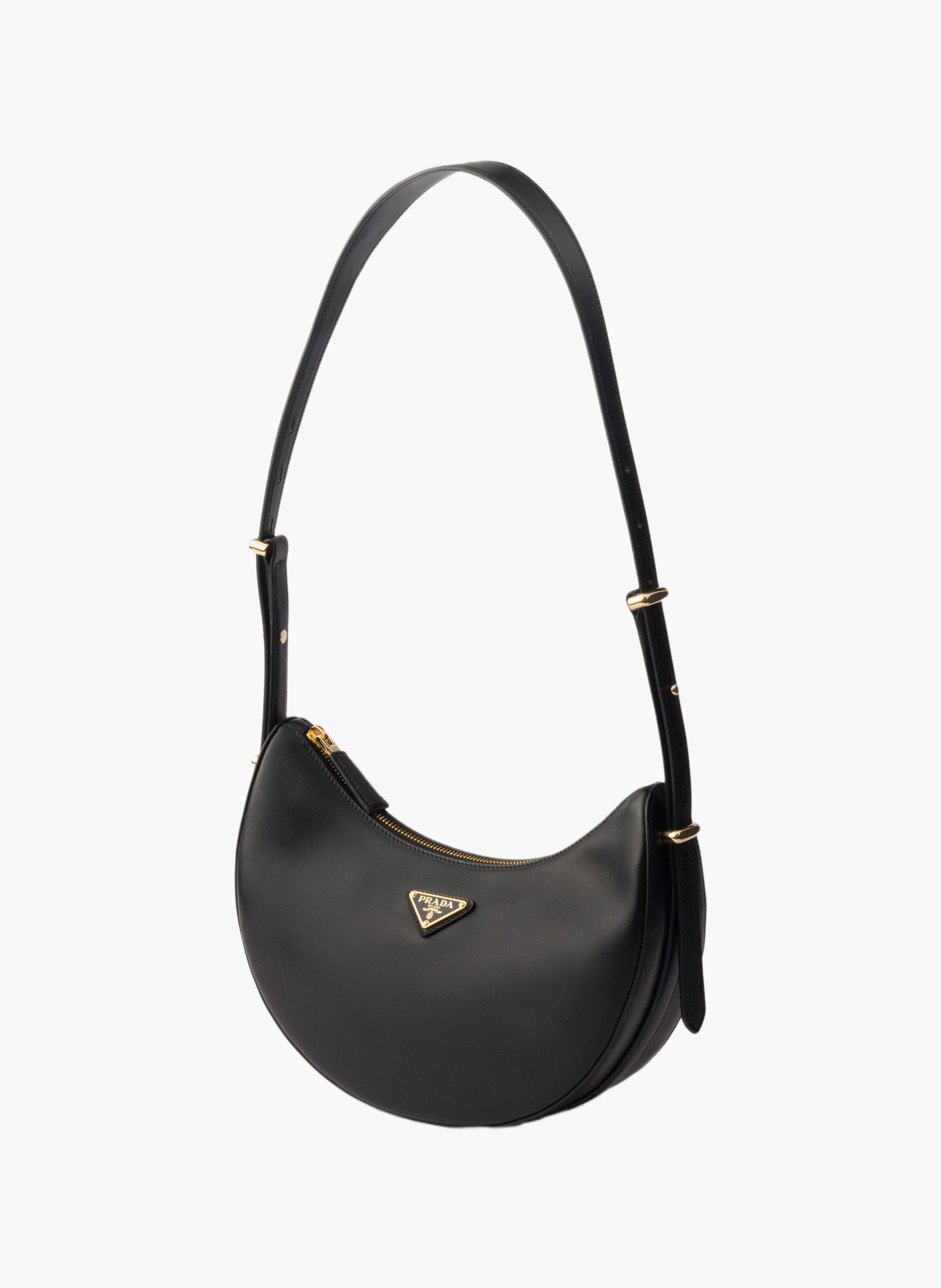 Petit sac porté épaule prada arqué en cuir PRADA Noir
