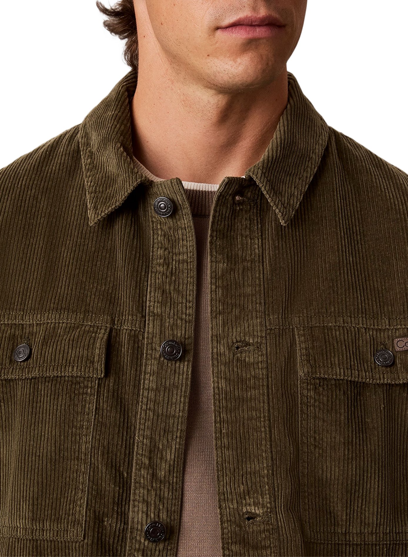 Straight cotton corduroy shirt CALVIN KLEIN Khaki