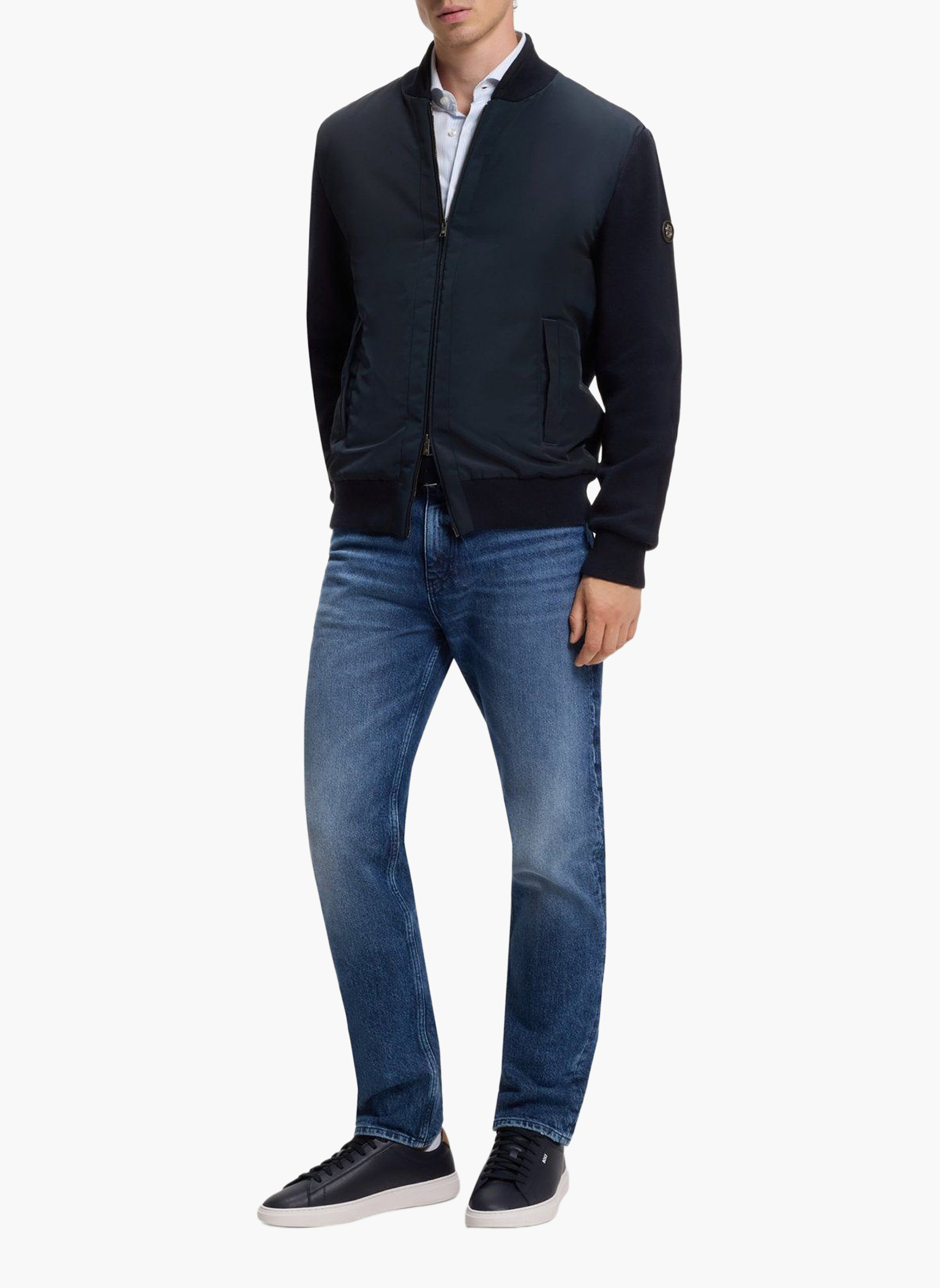 Baskets basses unies en cuir BOSS Bleu