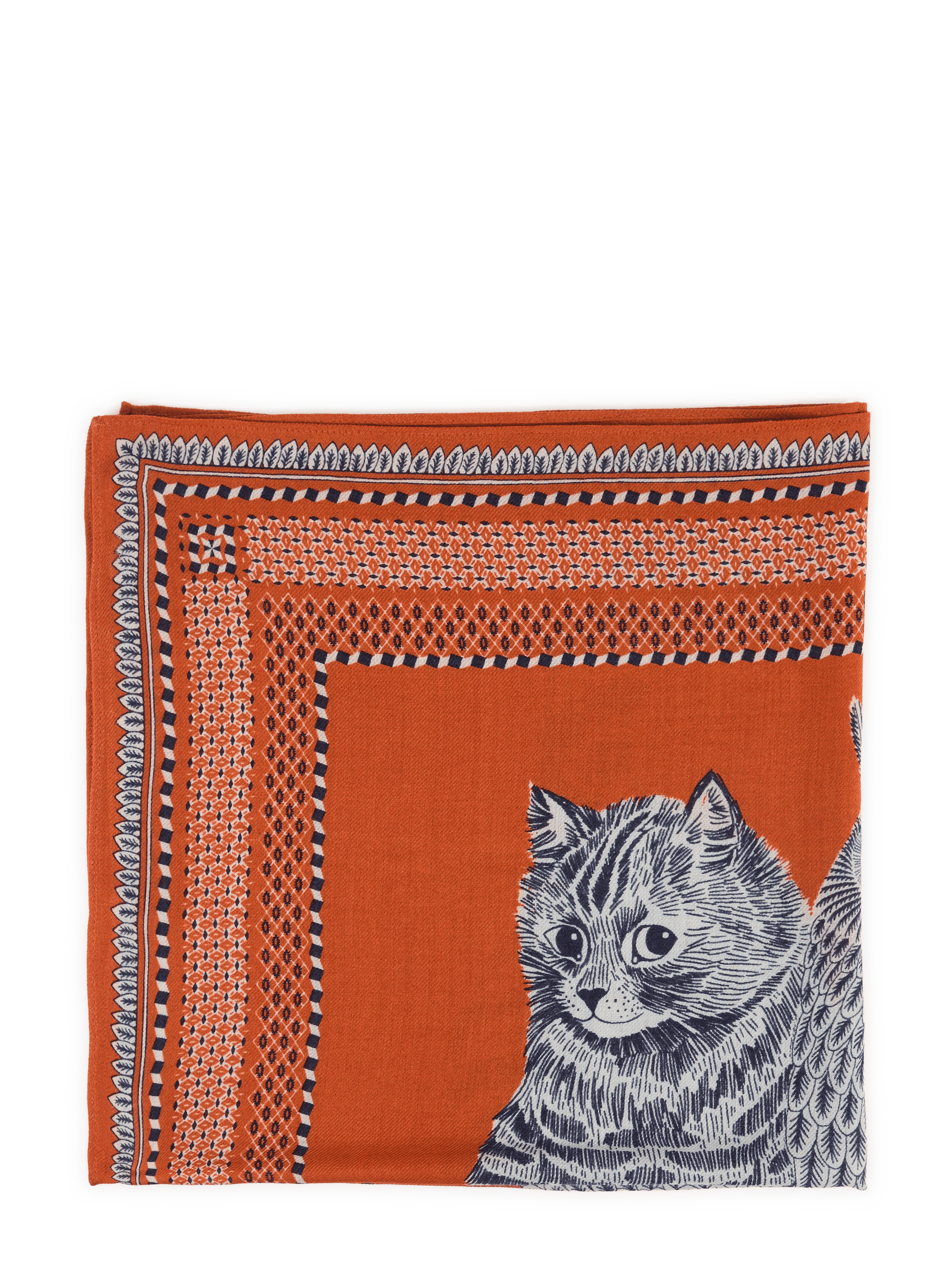 Foulard carré imprimé en laine INOUI EDITIONS Rouge