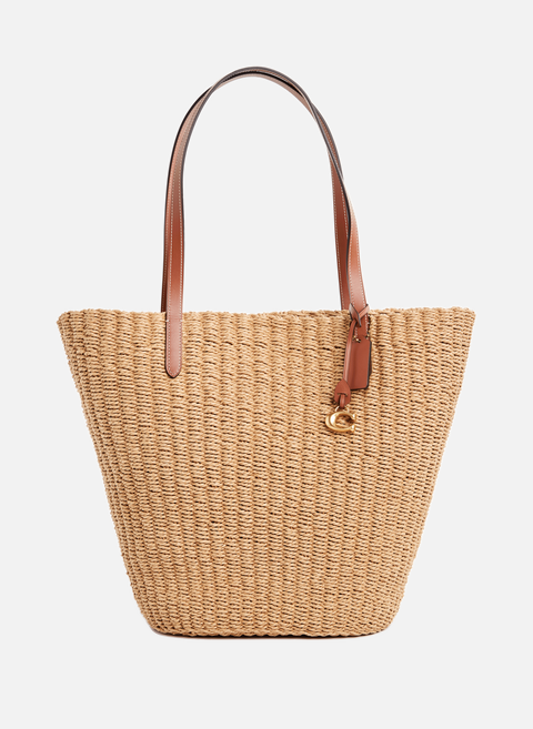 Straw tote bag BrownCOACH 
