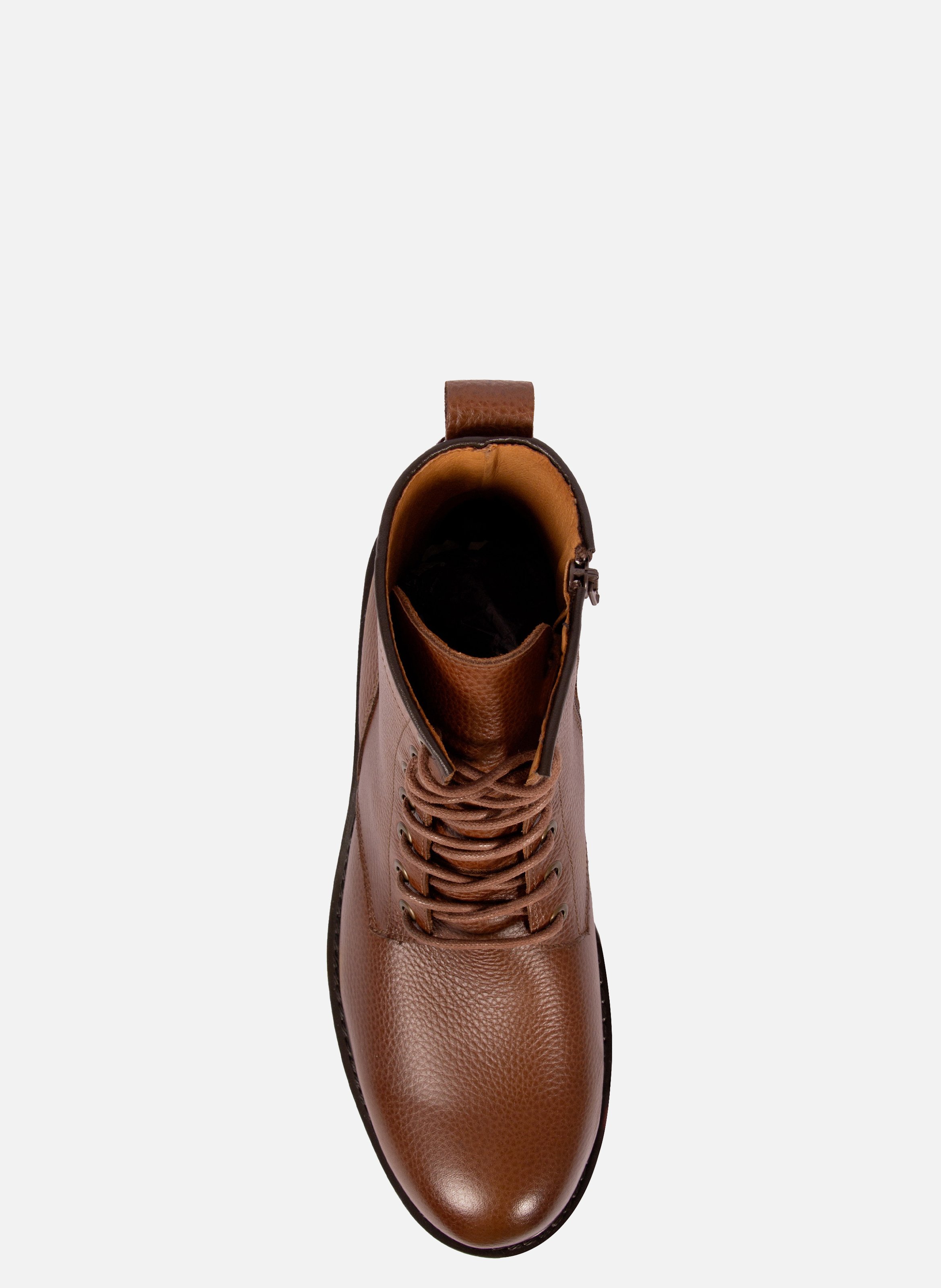 Ranger boots crantées cuir grainé JULES & JENN Marron