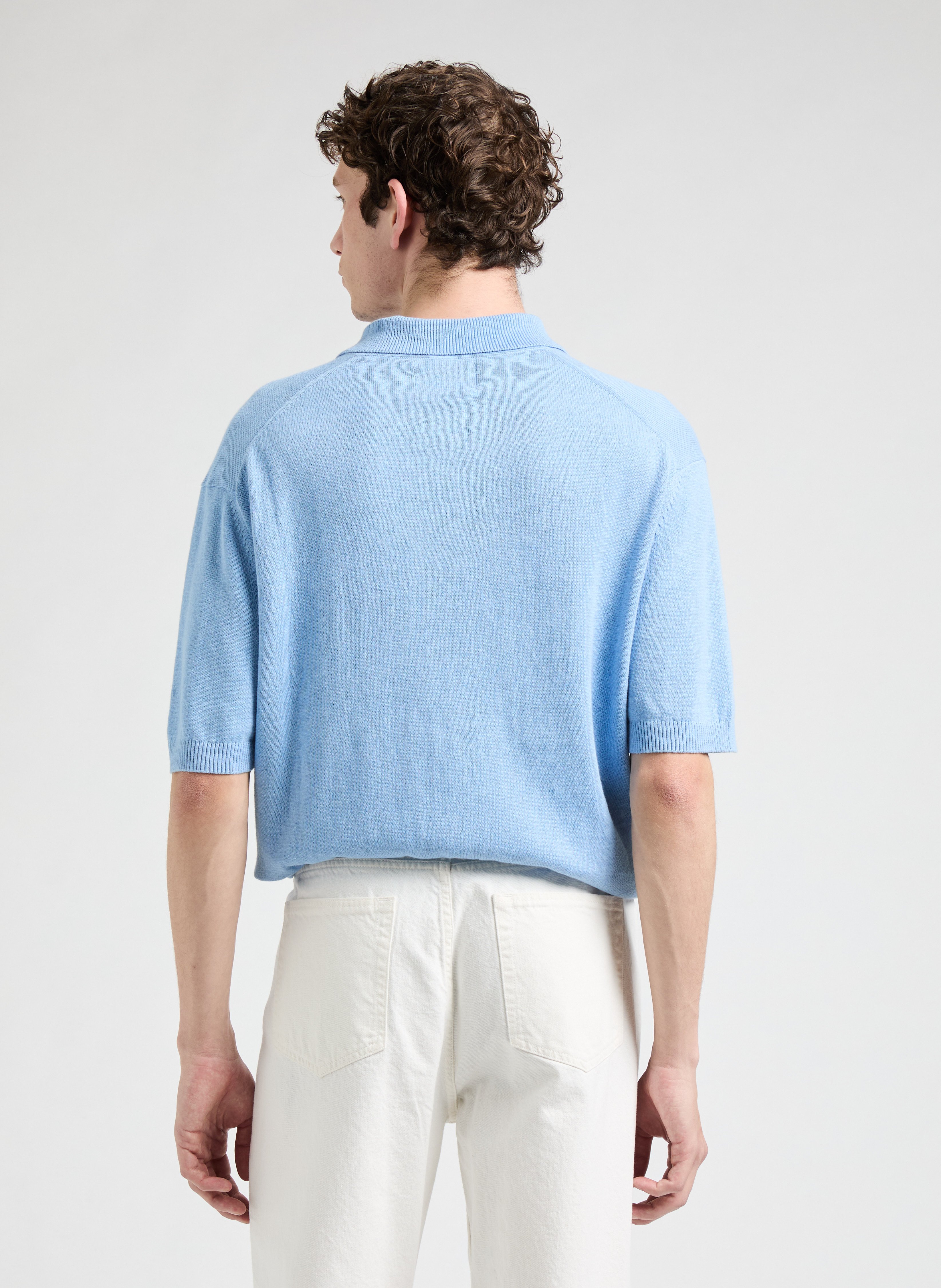 Linen and cotton polo shirt SAISON 1865 Blue