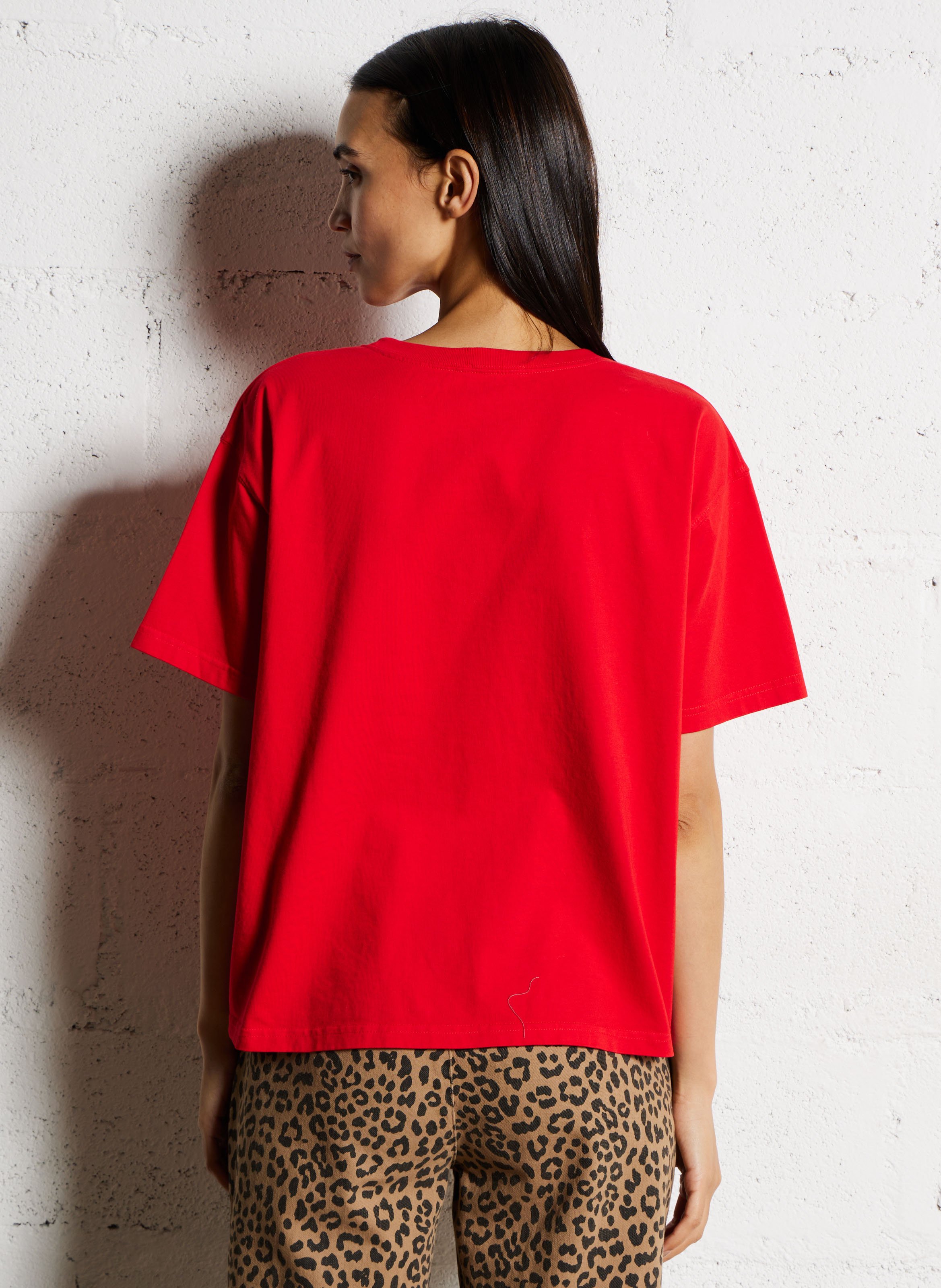 Tee-shirt ample col rond en coton fizvalley AMERICAN VINTAGE Rouge