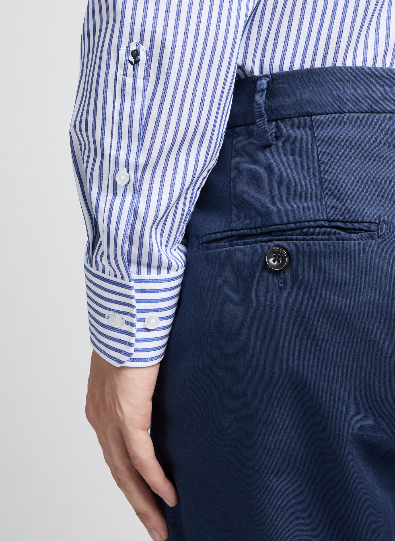 Straight cotton and linen trousers FACONNABLE Blue