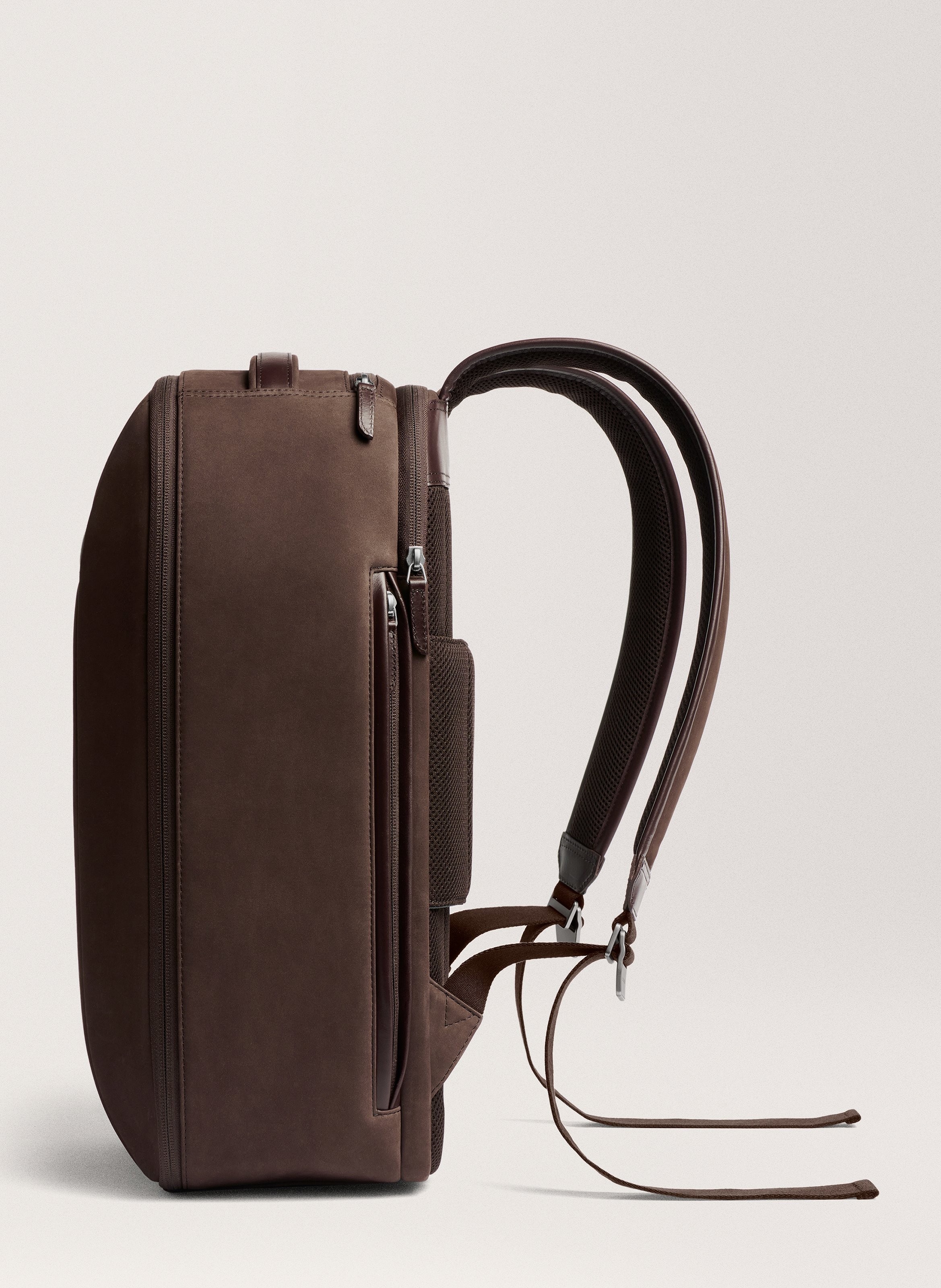 Sac à dos '72-hour' en cuir nubuck CARL FRIEDRIK Marron