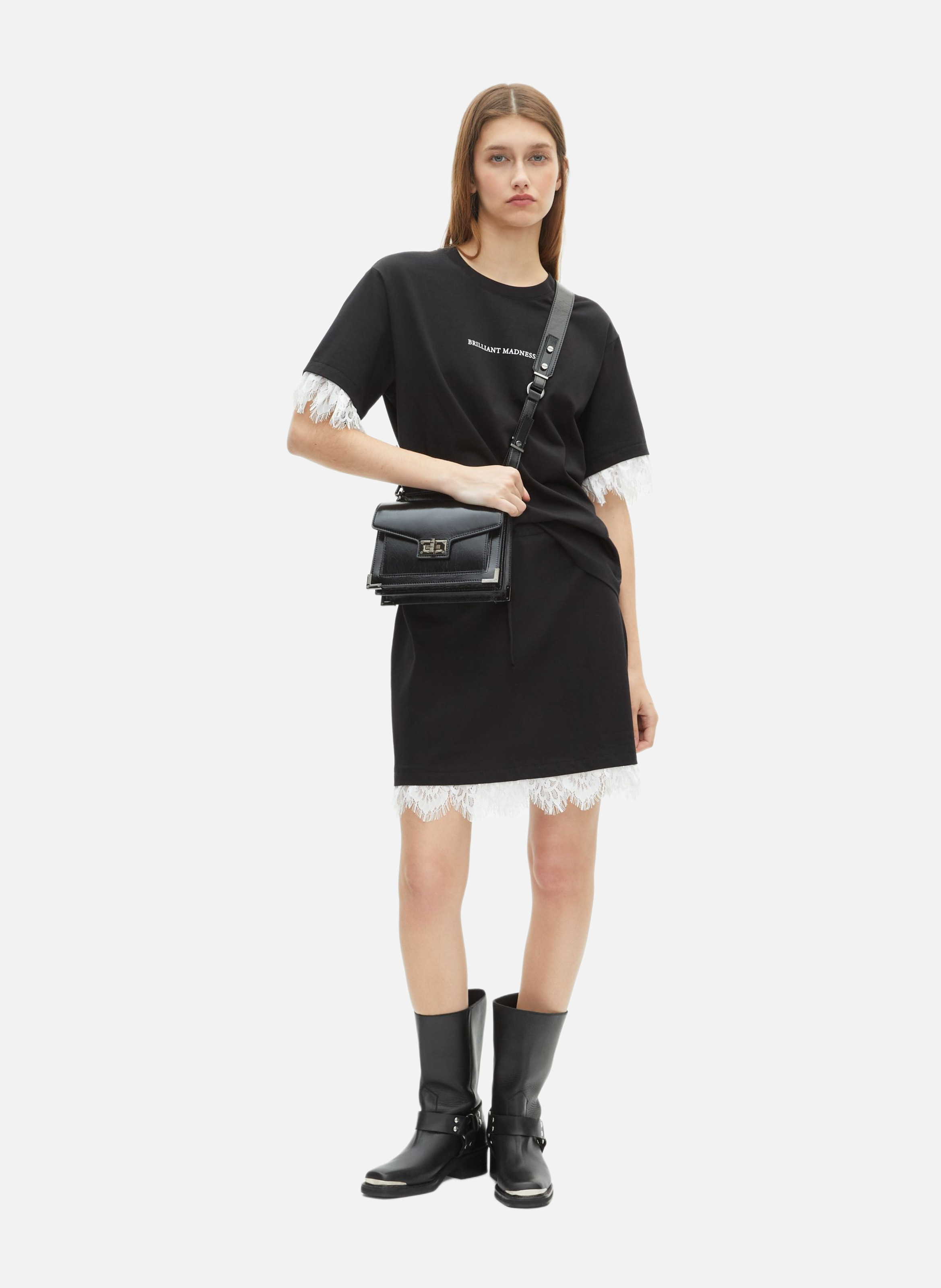 Jupe courte avec dentelle THE KOOPLES Noir