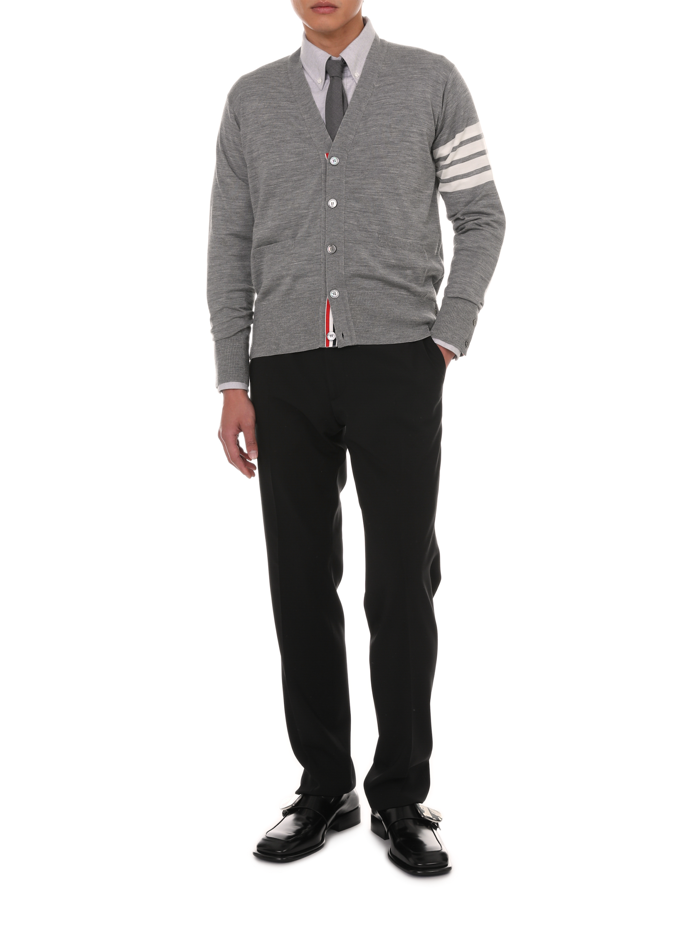 Wool cardigan THOM BROWNE Grey