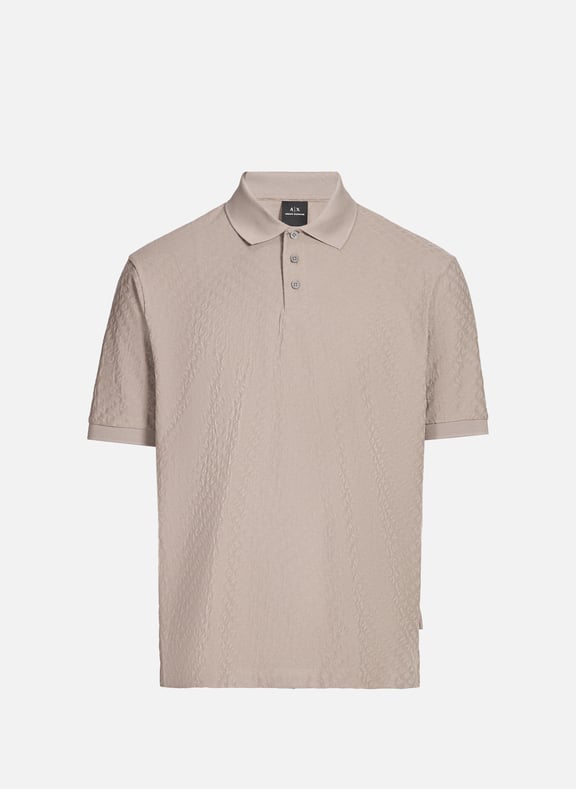 Polo manches courtes jacquard en coton Marron by ARMANI EXCHANGE ARMANI EXCHANGE Polo manches courtes jacquard en coton Marron