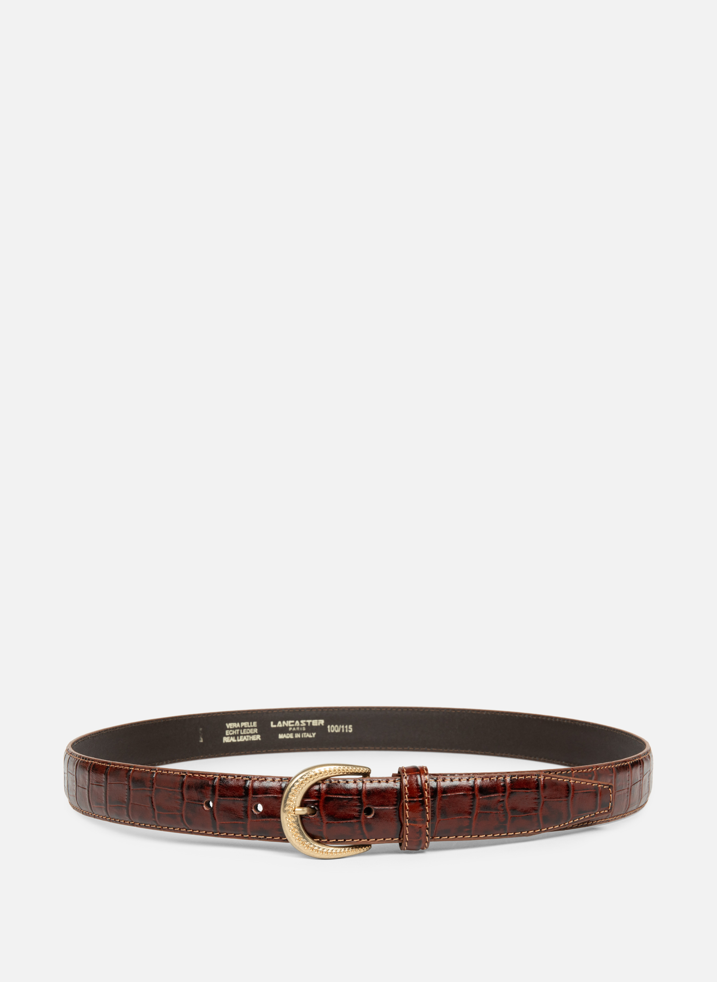 LANCASTER Belt - Ceinture Cuir Croco Femme Brown