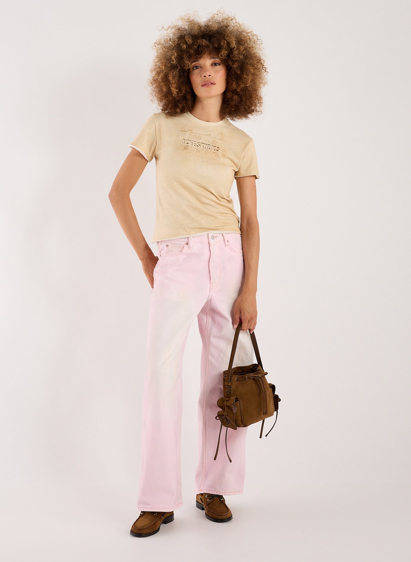 Jean 1981 large coupé en coton  ACNE STUDIOS Rose
