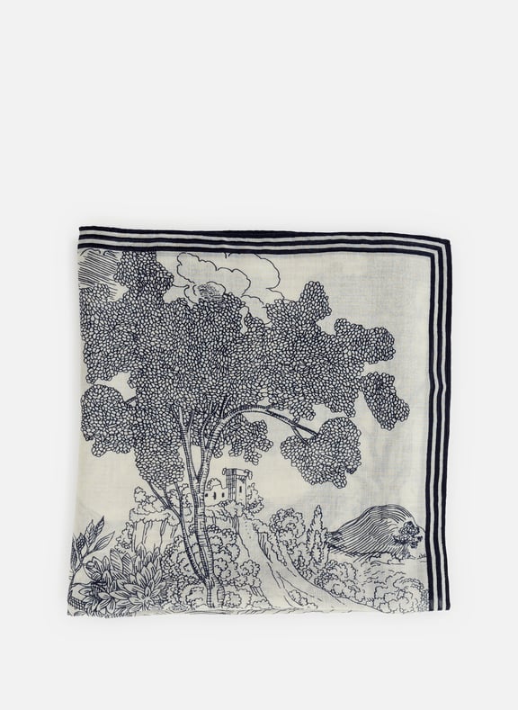 Foulard imprimés fleuris en laine Blanc by INOUI EDITIONS INOUI EDITIONS Foulard imprimés fleuris en laine Blanc