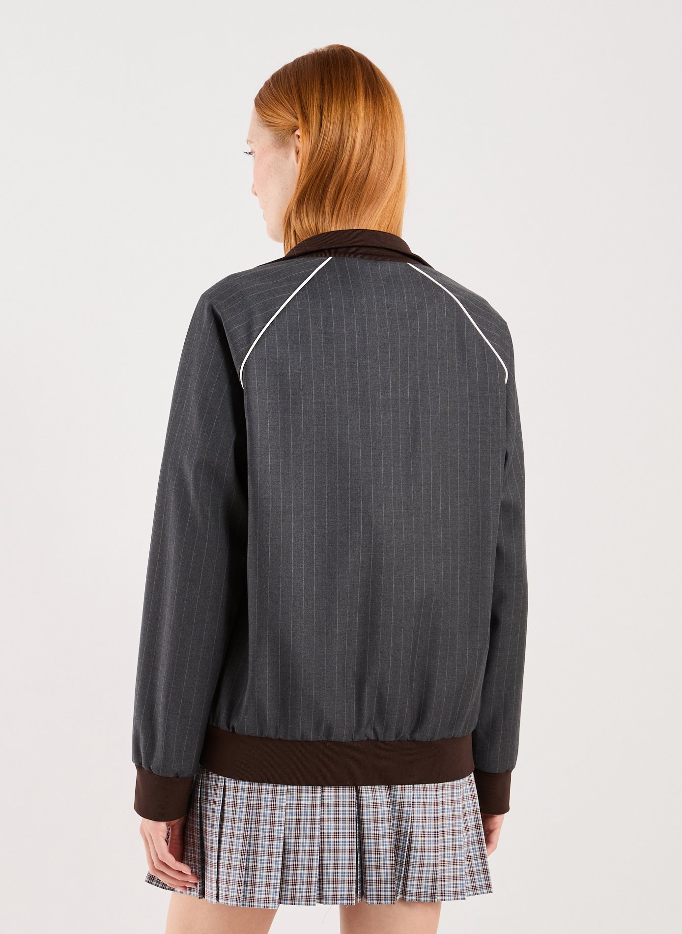 Veste col montant en laine vierge MIU MIU Gris